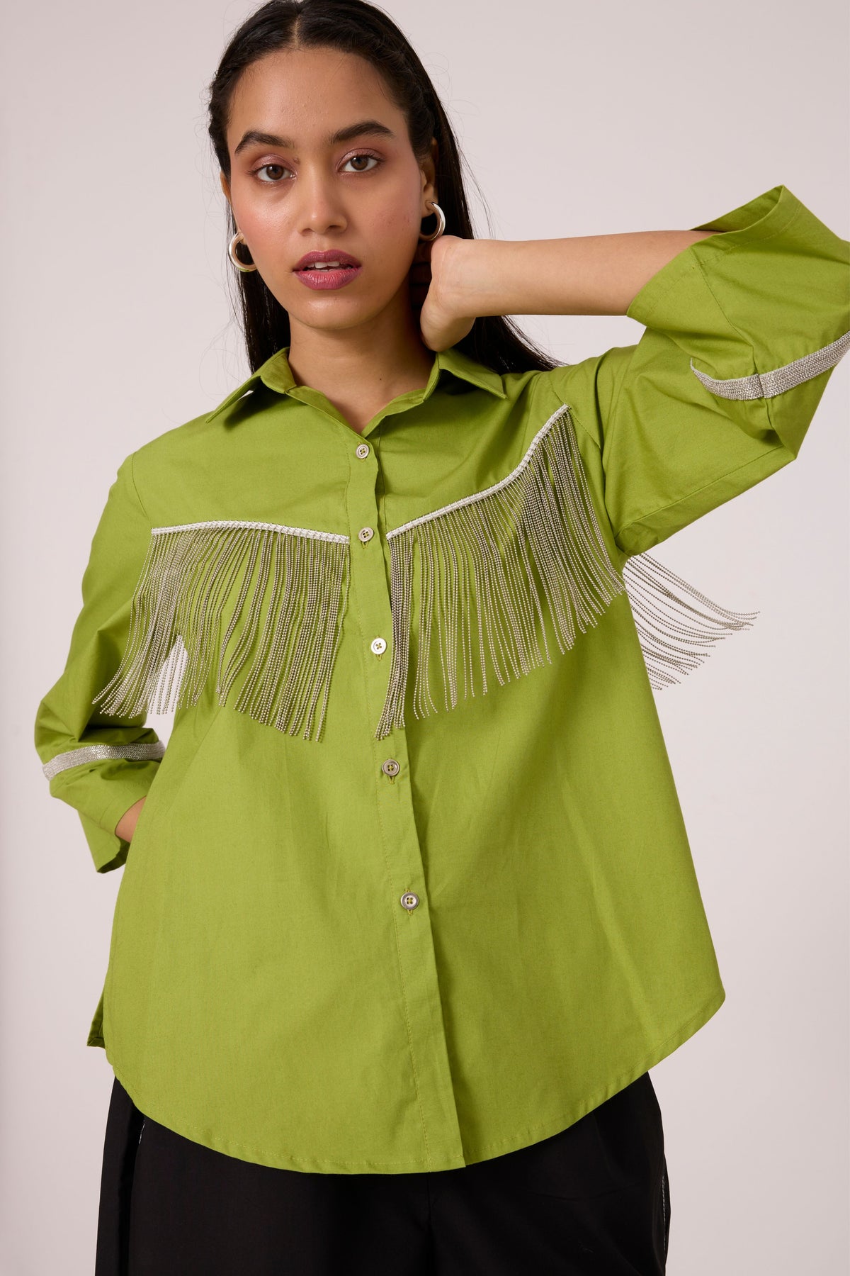Dari Fringe Matcha Green Shirt