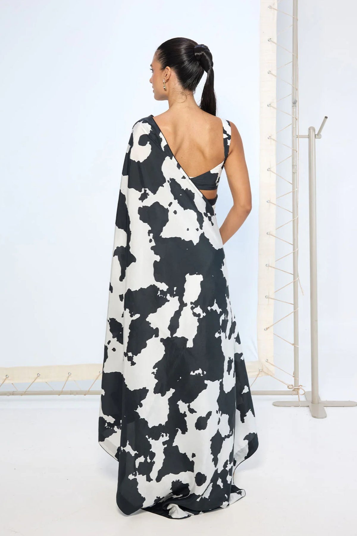 Black and White Cowhide Saree