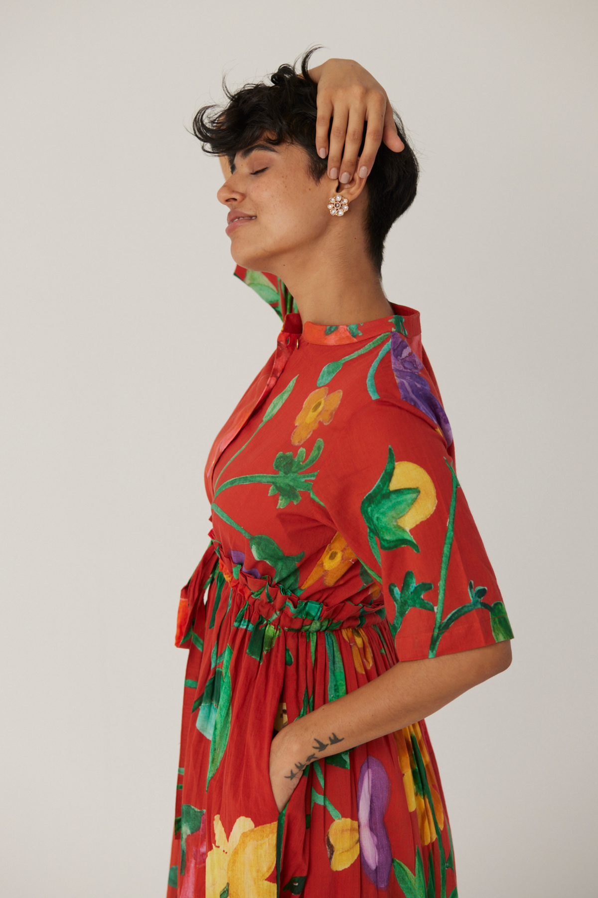 Red Gathered Dress