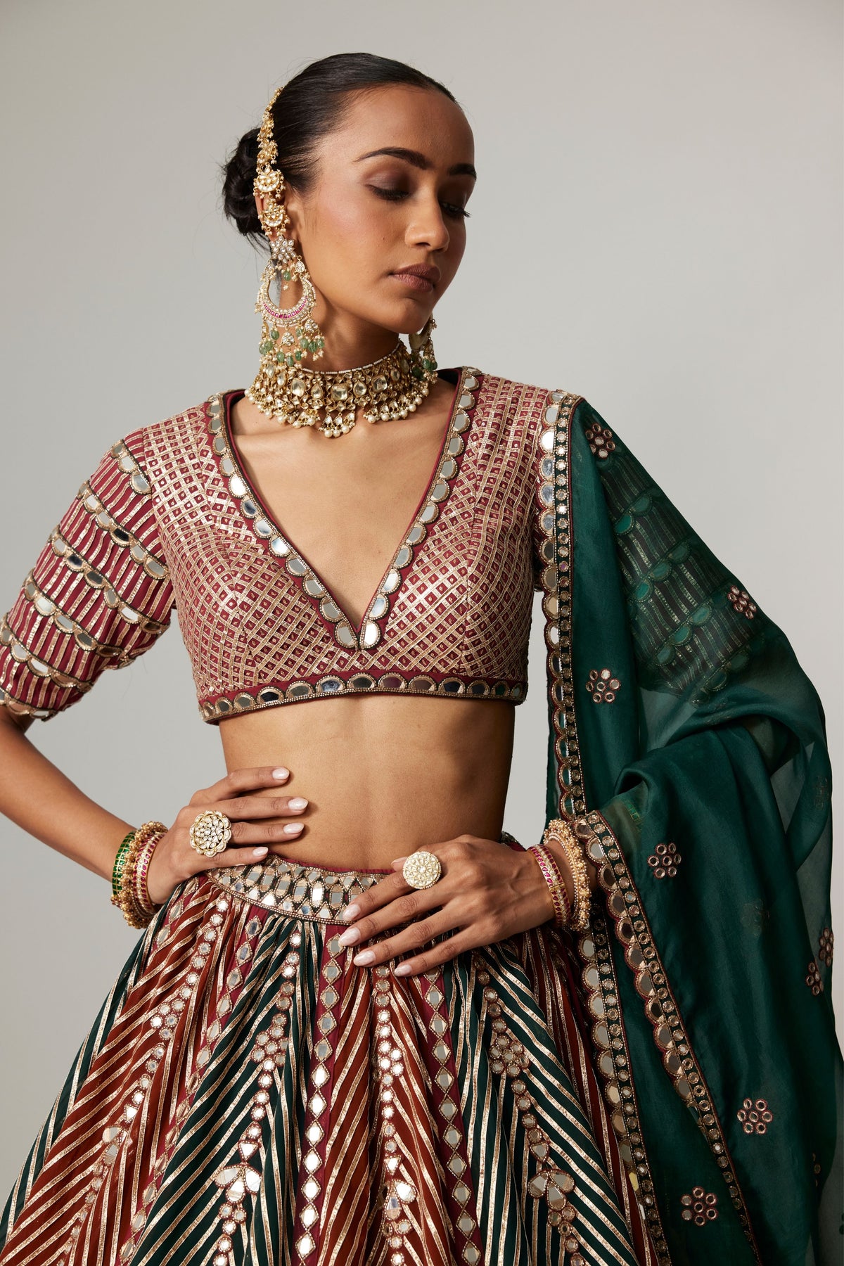 Cranberry Multicolor Lehenga Set