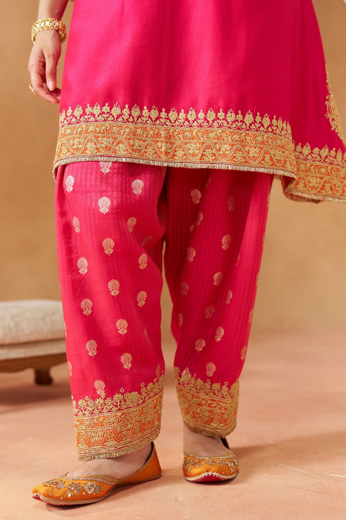 Zeenal Hot Pink A-Line Set