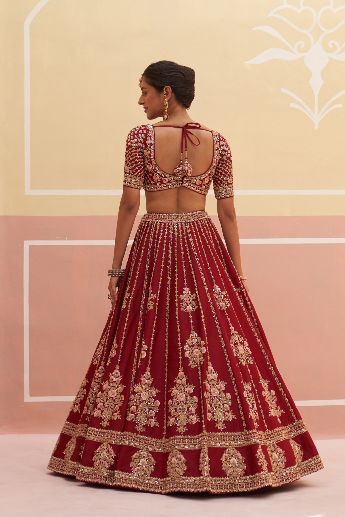 Maroon Raw Silk Lehenga Set