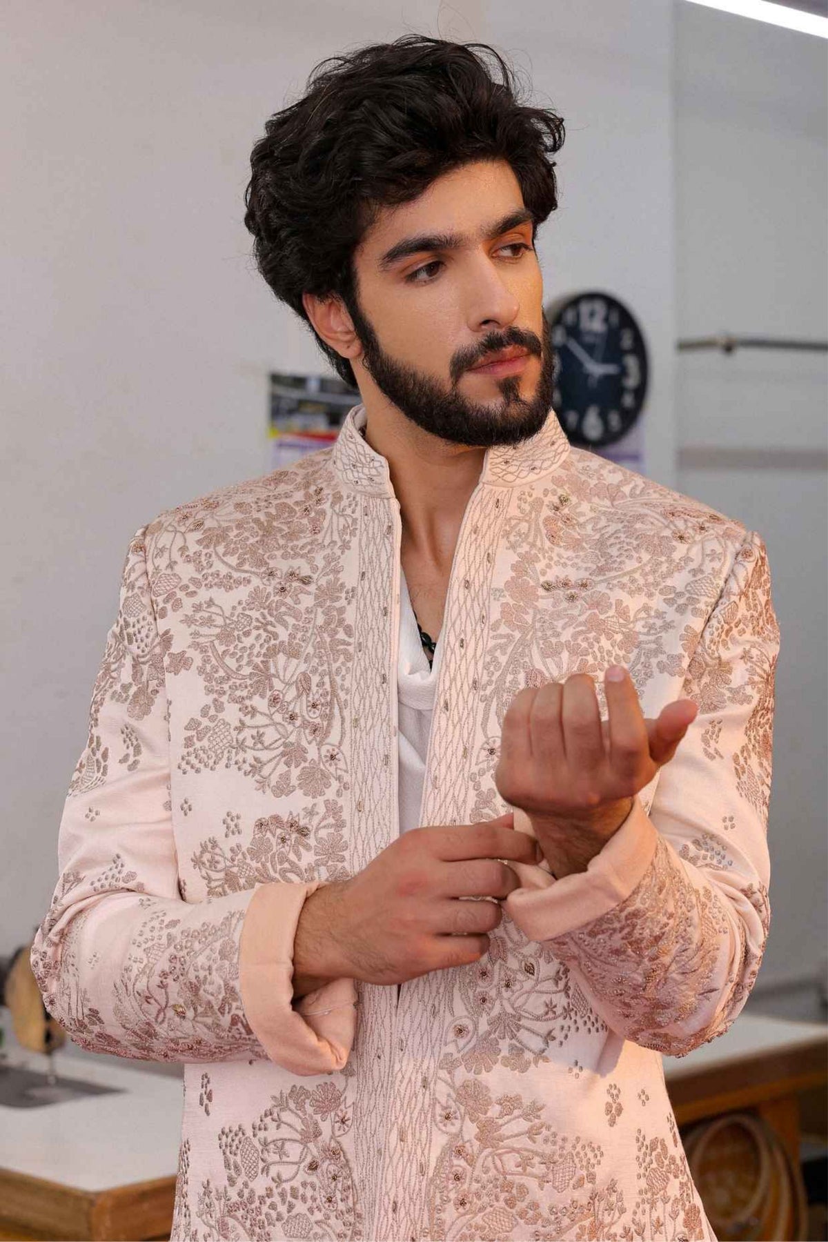 Pastel Pink Bandhgala Set