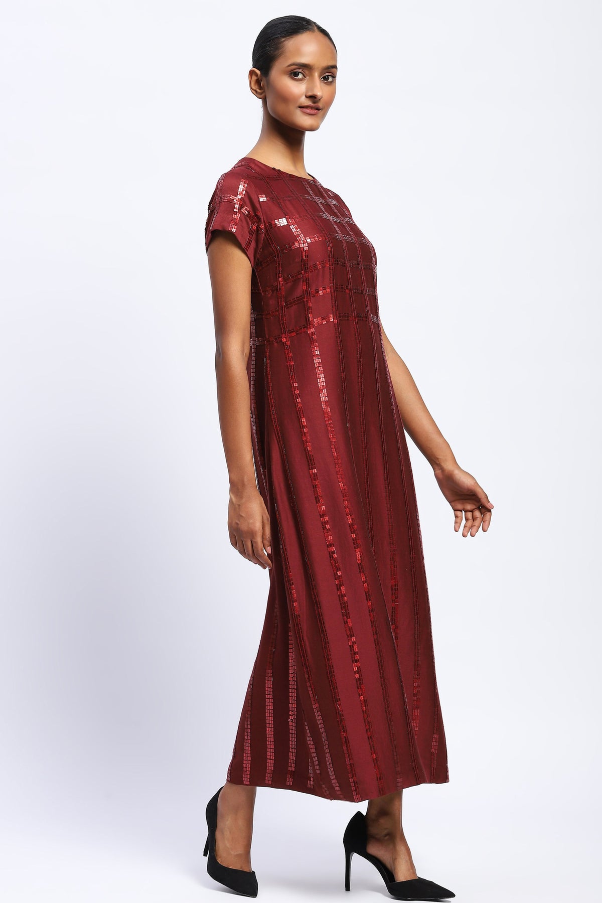 Sequin Windowpane Dress