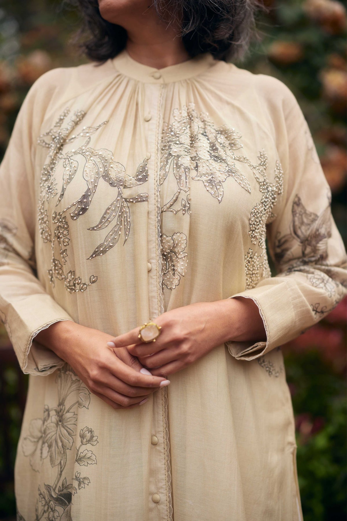 Ivory Shirt Dress Set
