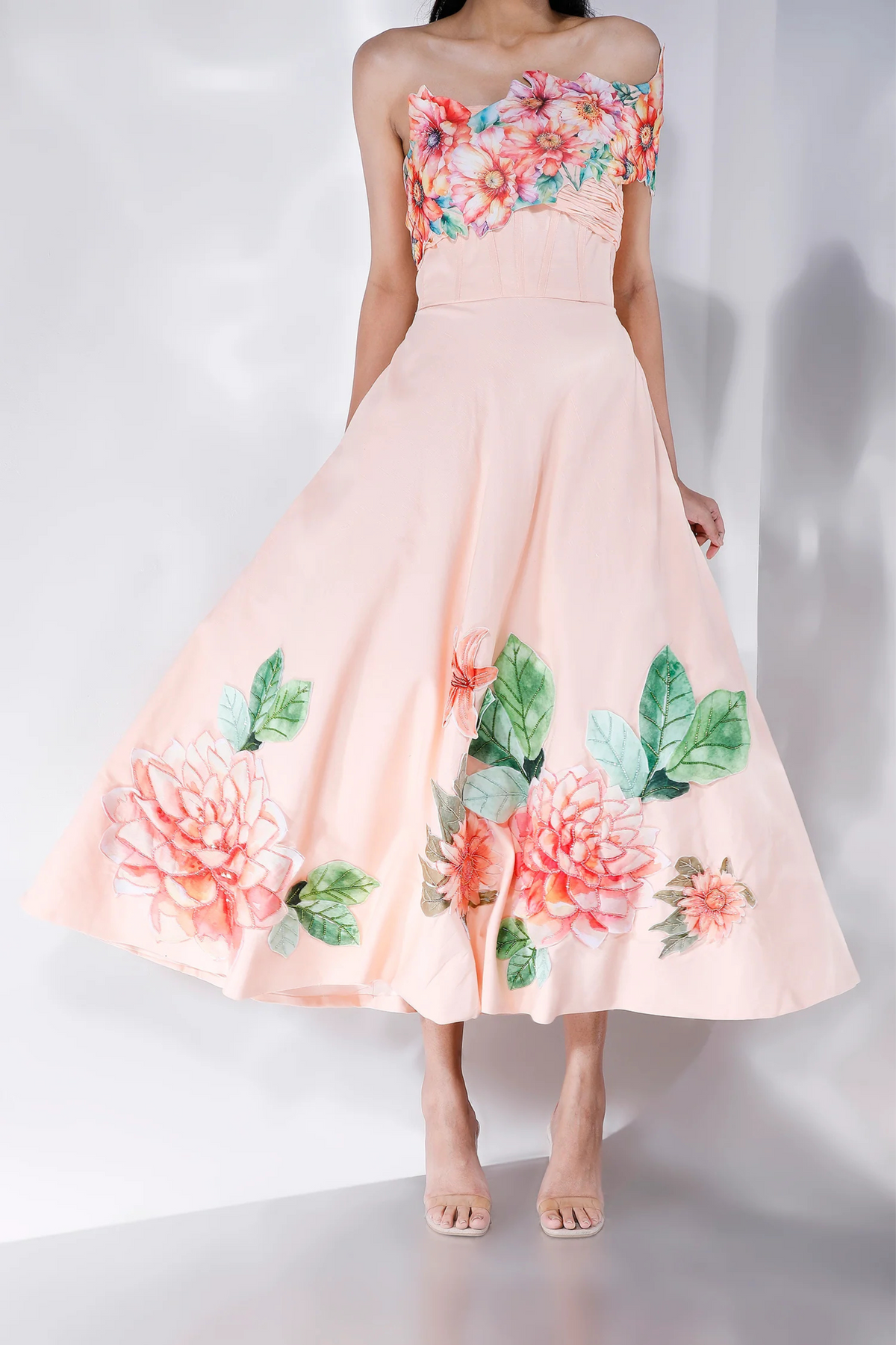Peach Embroidered Dress