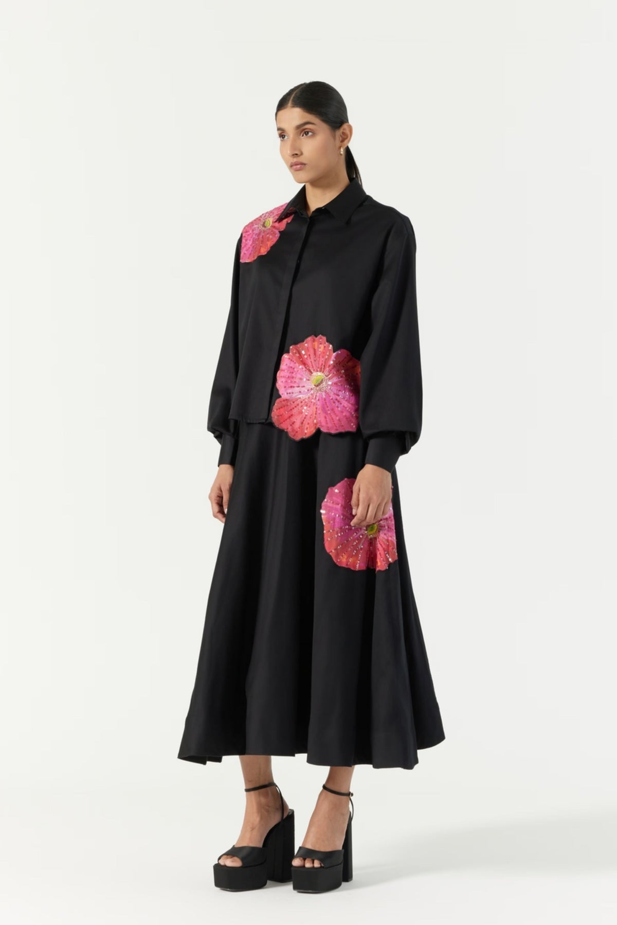 Pansy Printed Hand Embellished Skirt