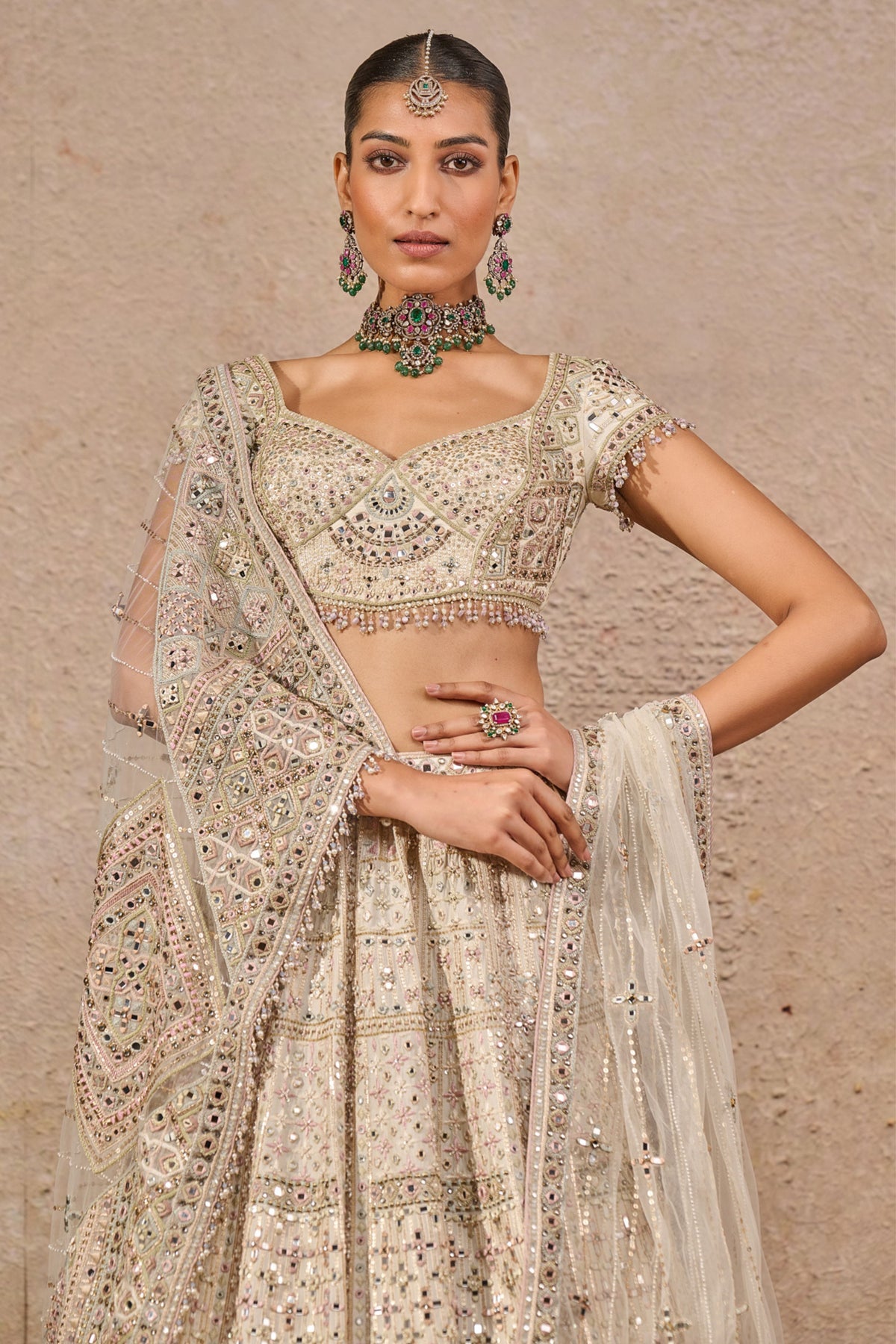 Ivory Embroidered Lehenga Set