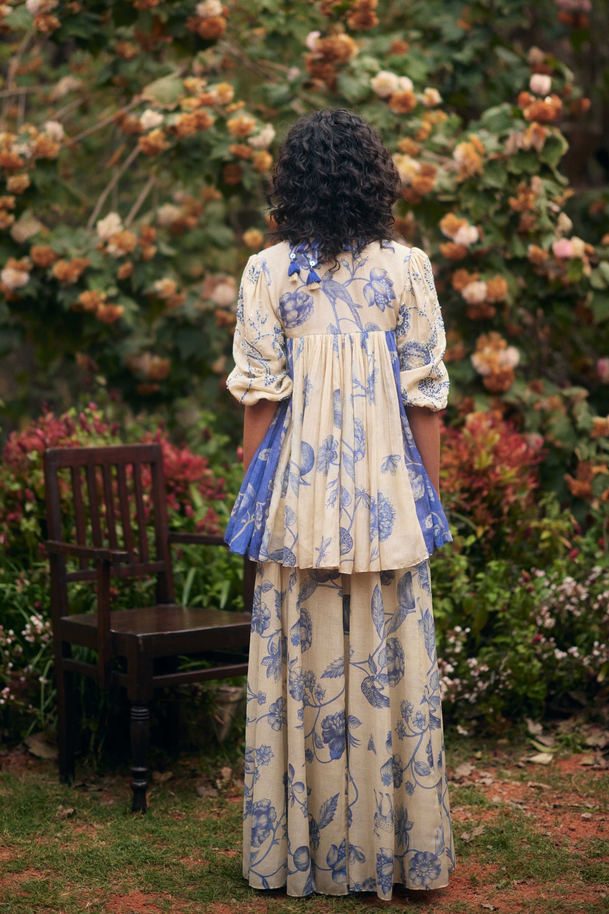 Blue and Ivory Peplum Set