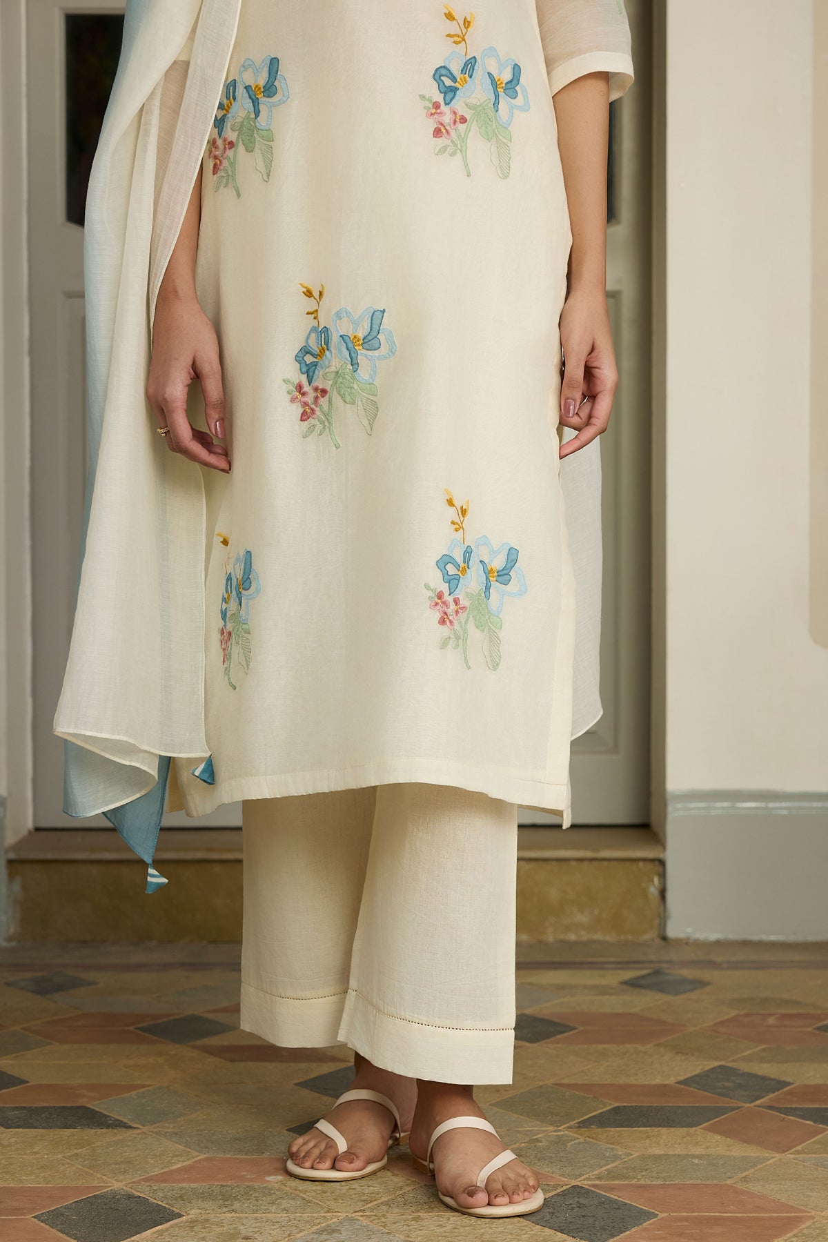 Ivory Floral Kurta Set