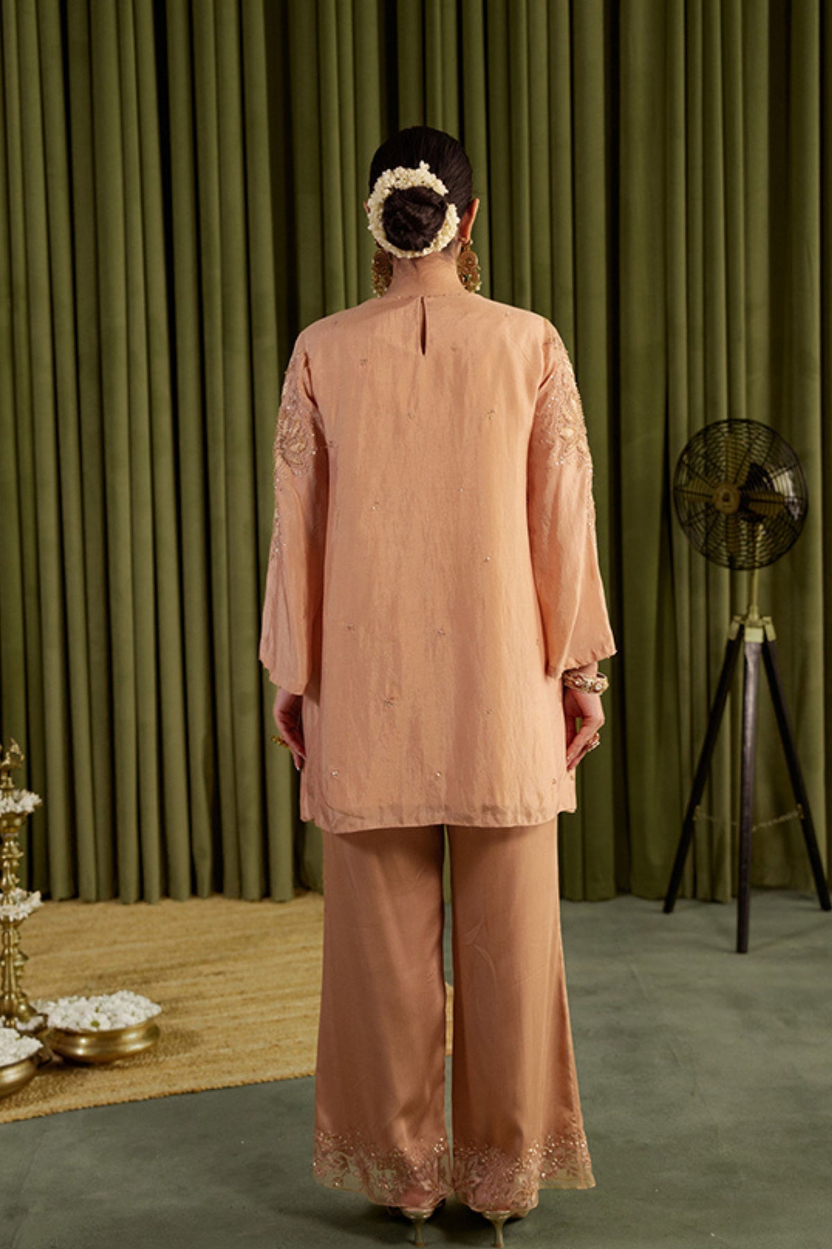 Golden Beige Embroidered Kurta