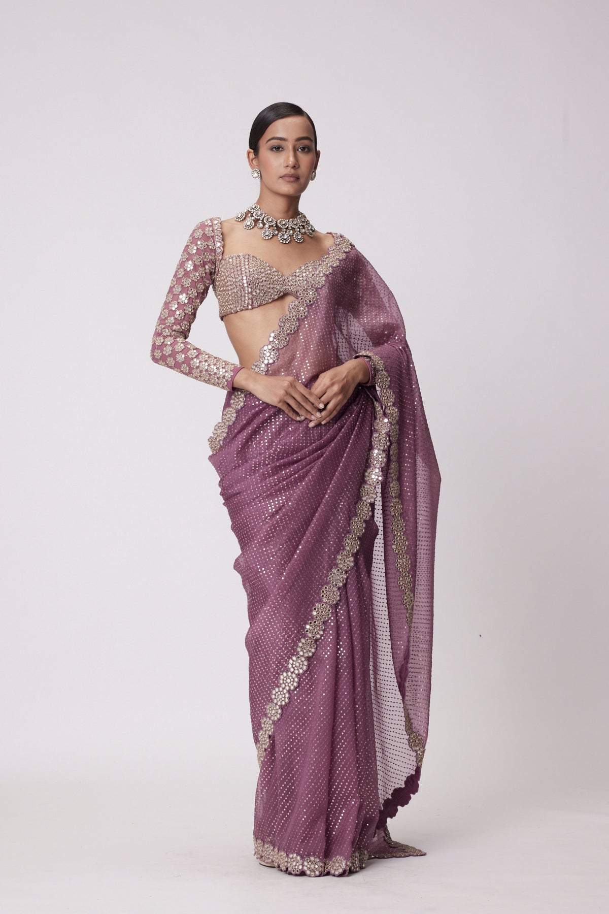 Mud Mauve Saree Set