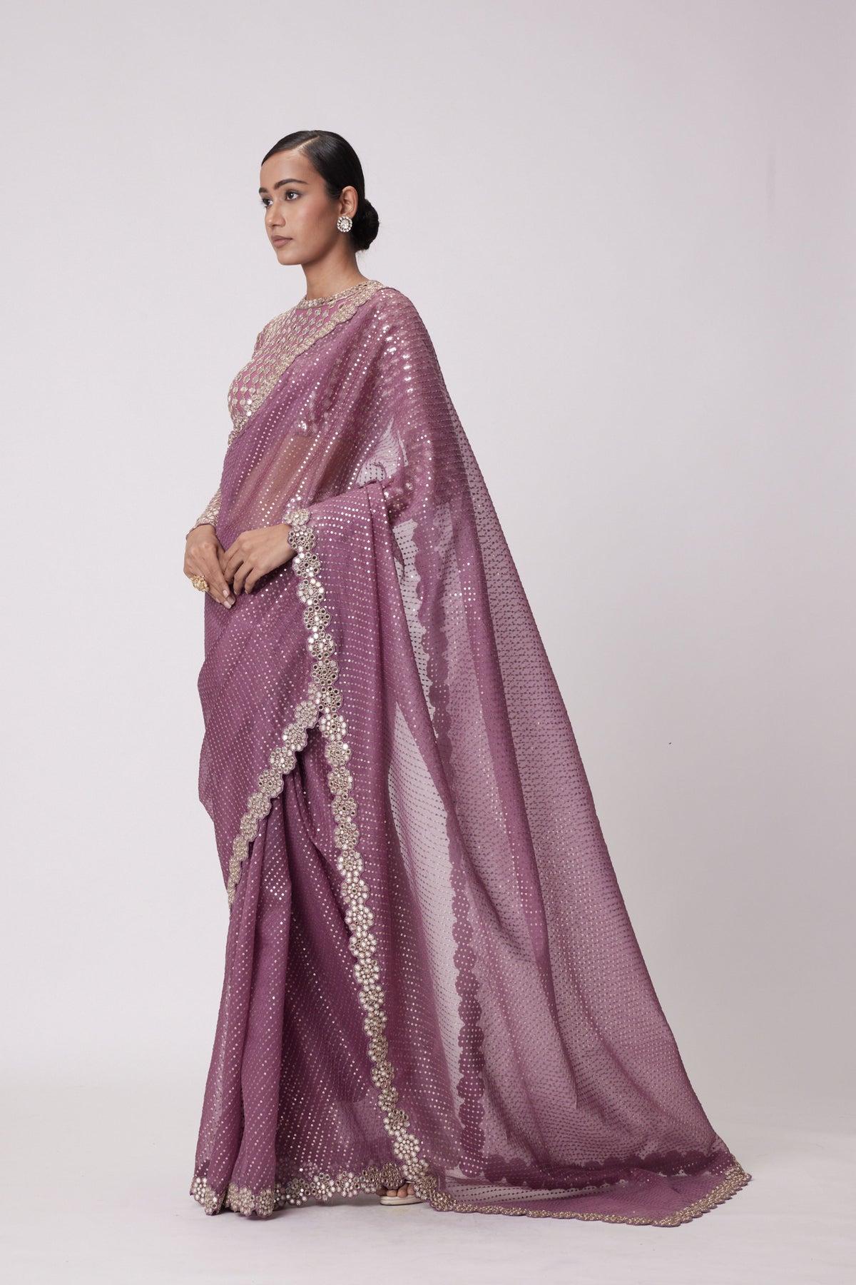 Mud Mauve Saree Set