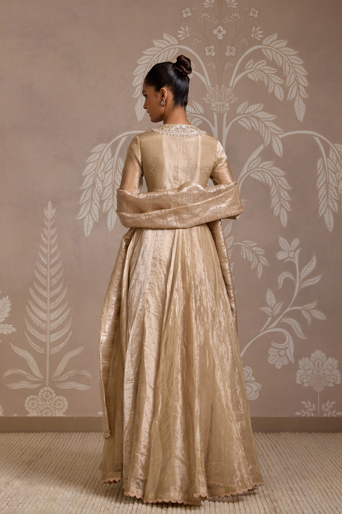 Gunmetal Gold Anarkali Set