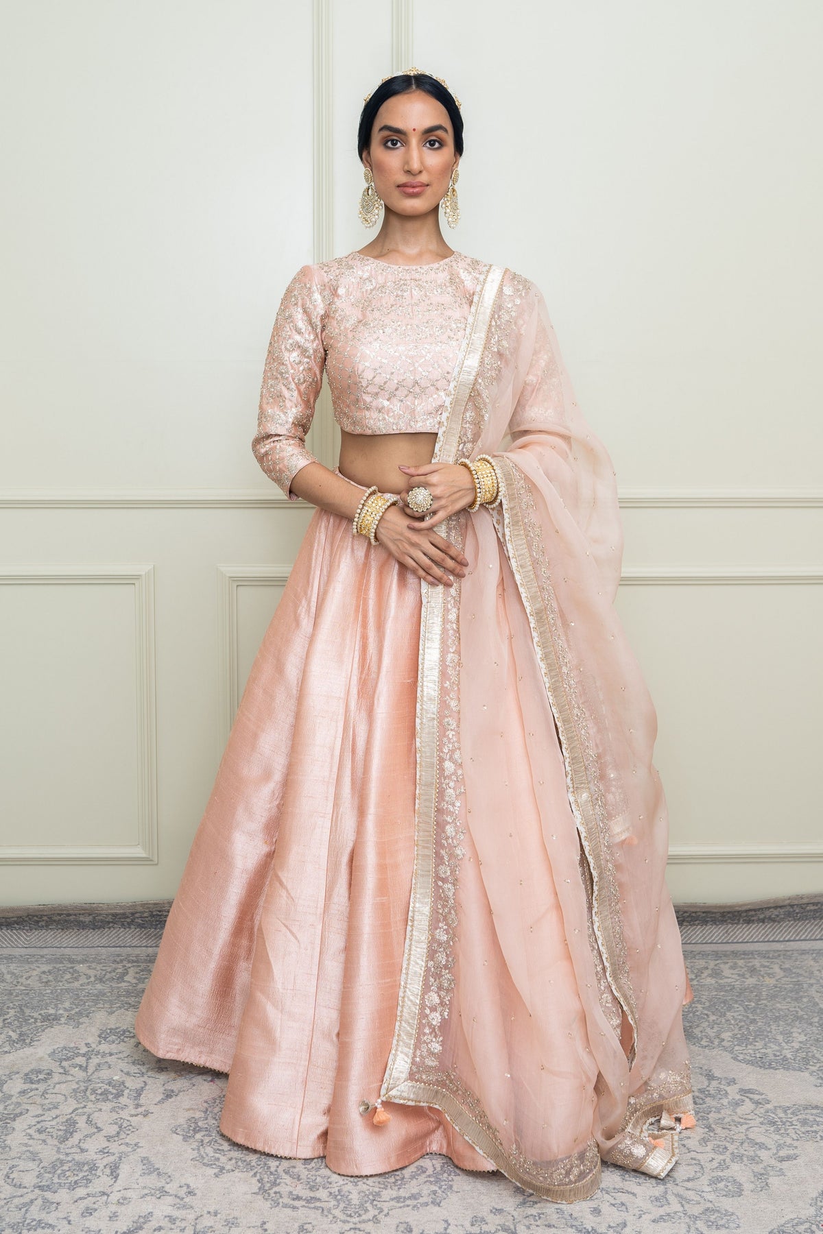 Pearl pink aafiyah lehenga set