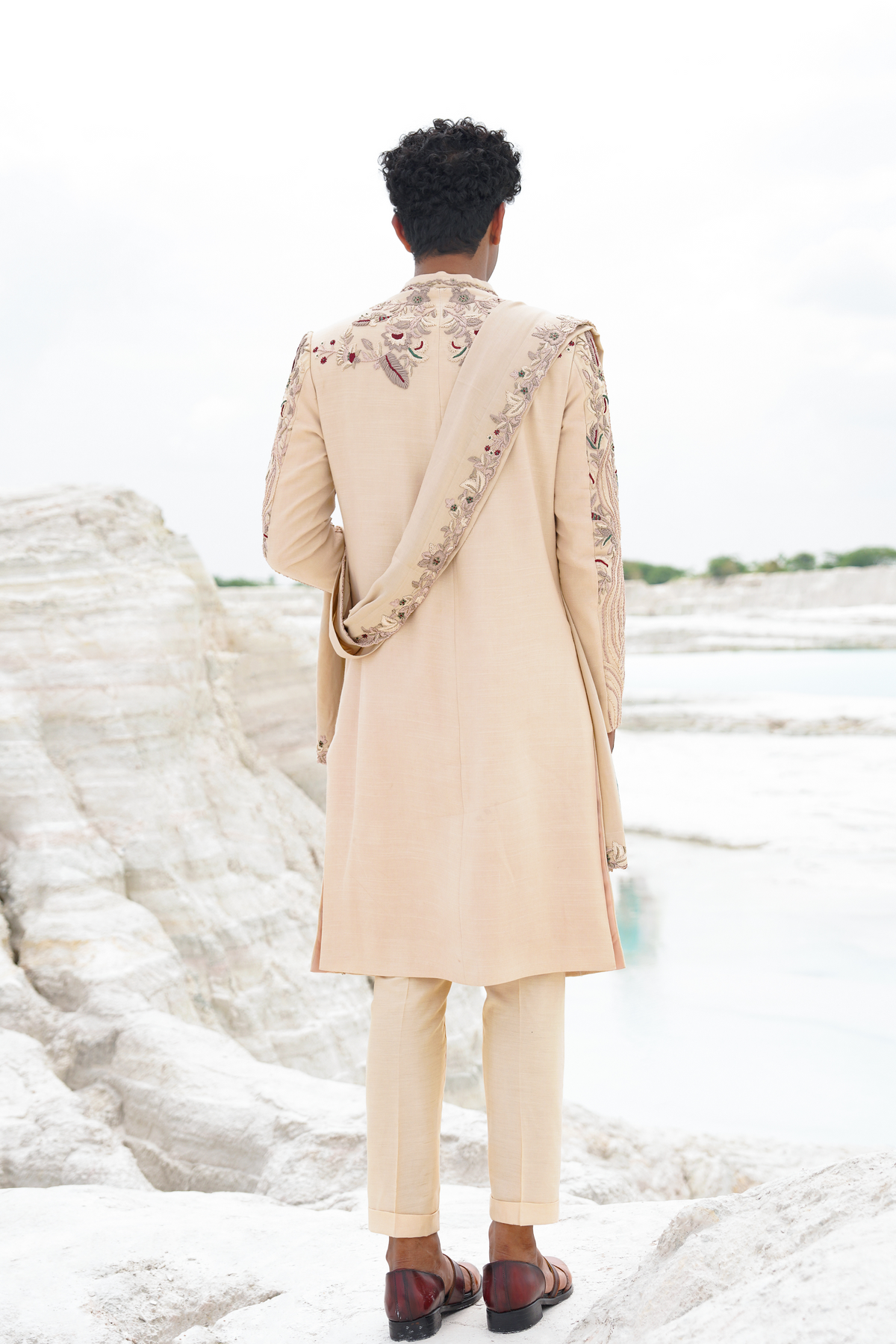 Cream Sherwani Set