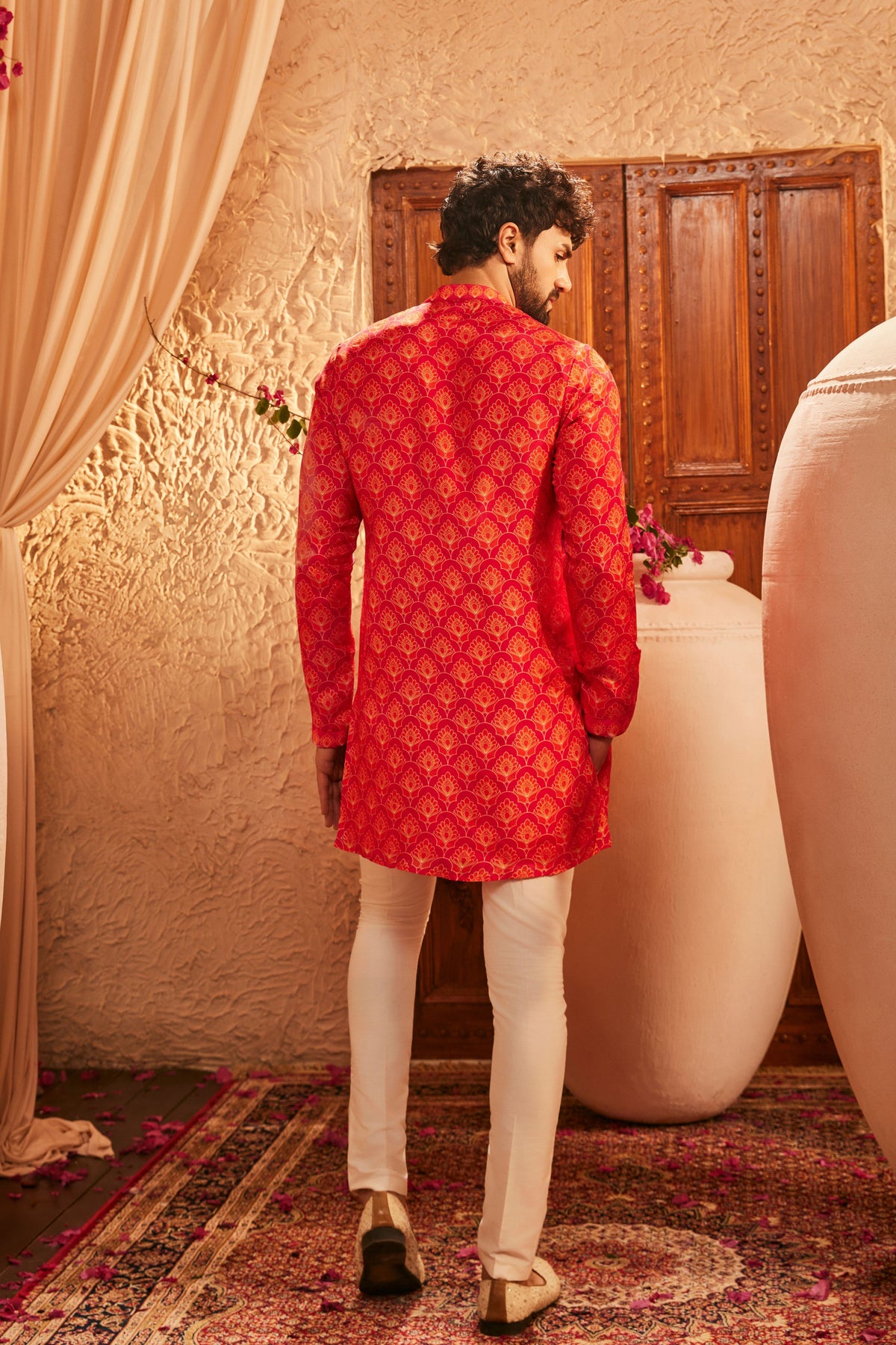 Eric Warm Orange Mens Kurta
