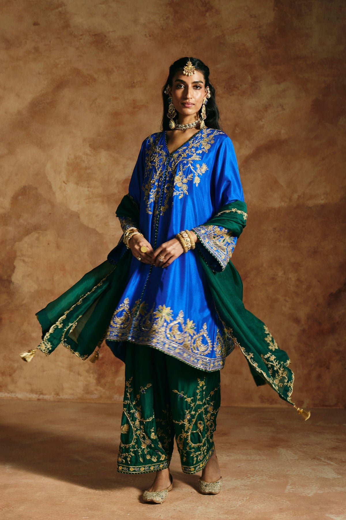 Cobalt Blue Zardozi Kurta Set