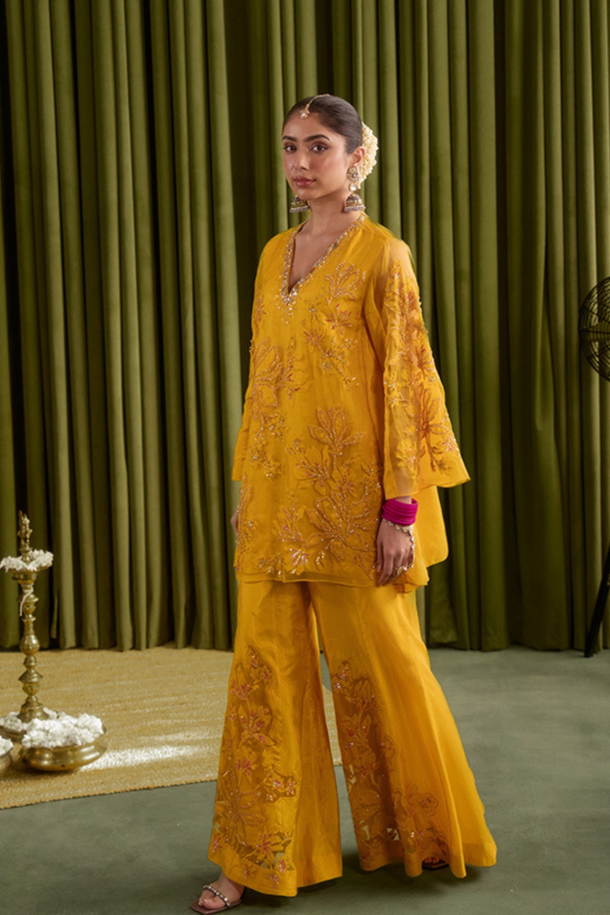 Golden Beige Sharara Set