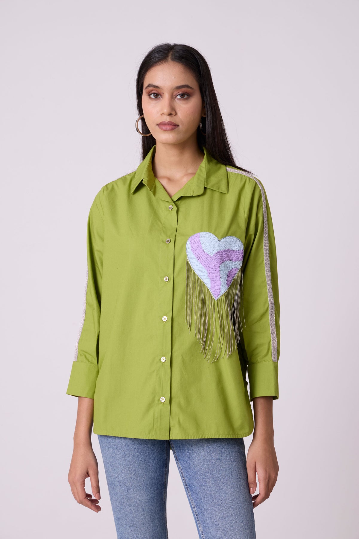 Emille Applique Matcha Green Shirt