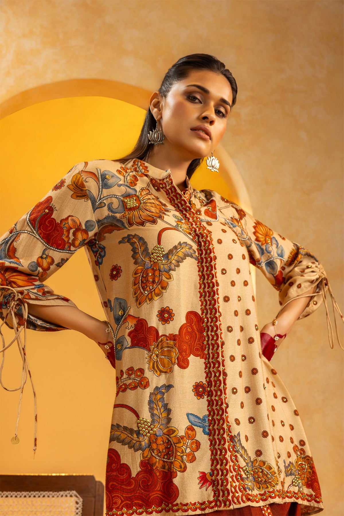 Beige Rangtara Embellished  Kurta Set