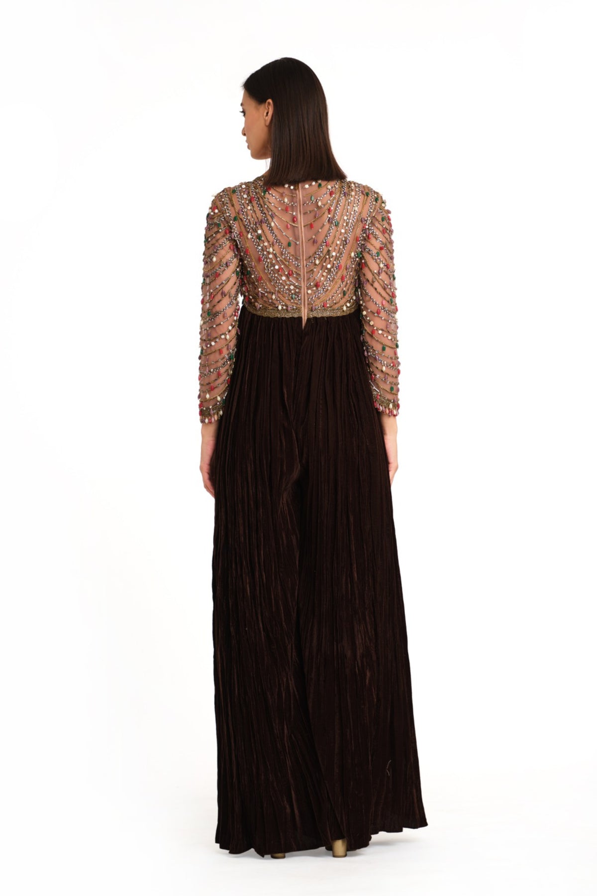 Velvet Embroidered Jumpsuit