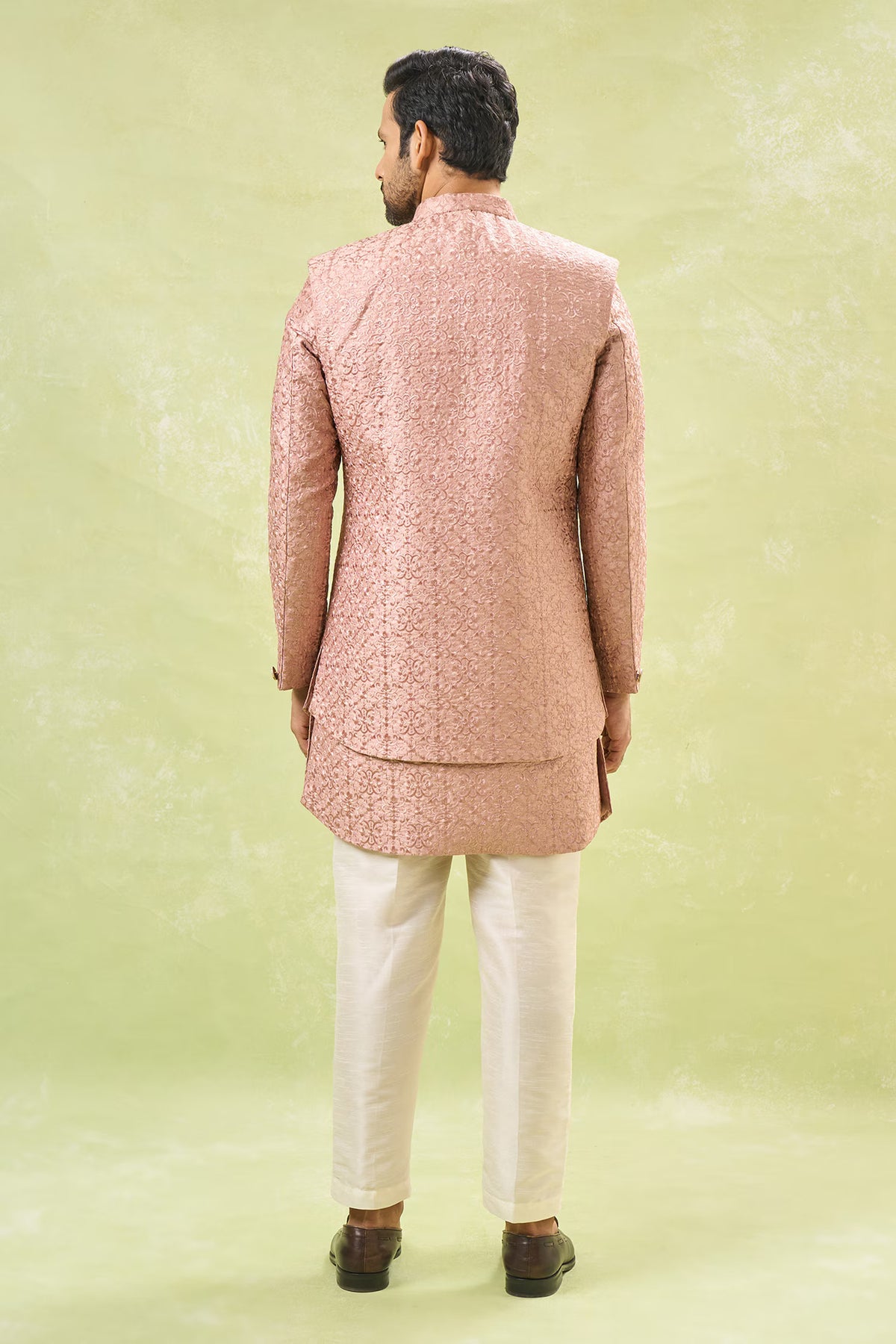 Rose Embroidered Nehru Jacket Set