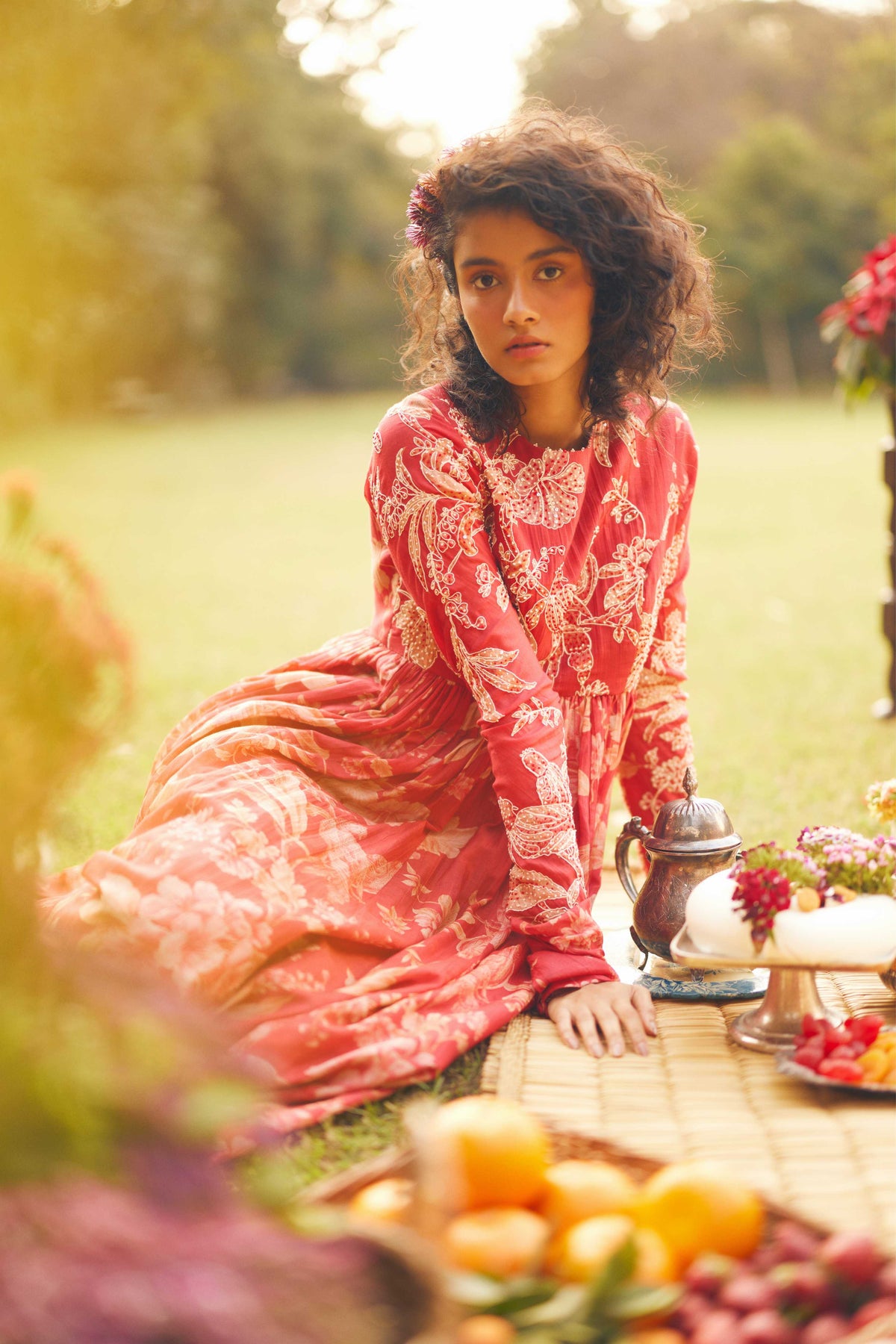 Crimson Red Anarkali Set