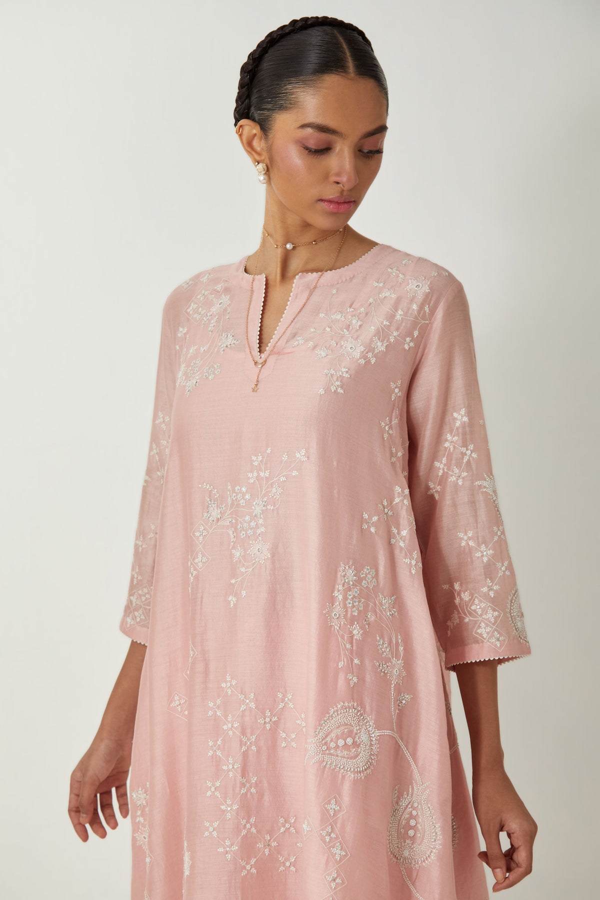 Pink Embroidery Kurta Set