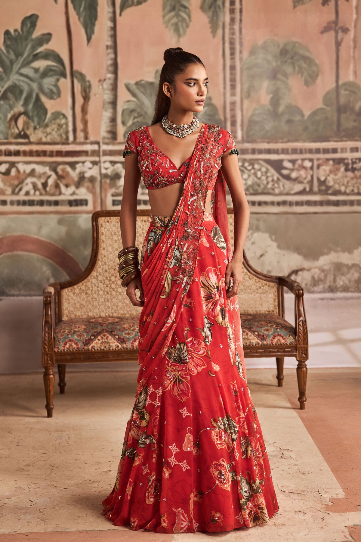 Sindoori Gul Draped Saree