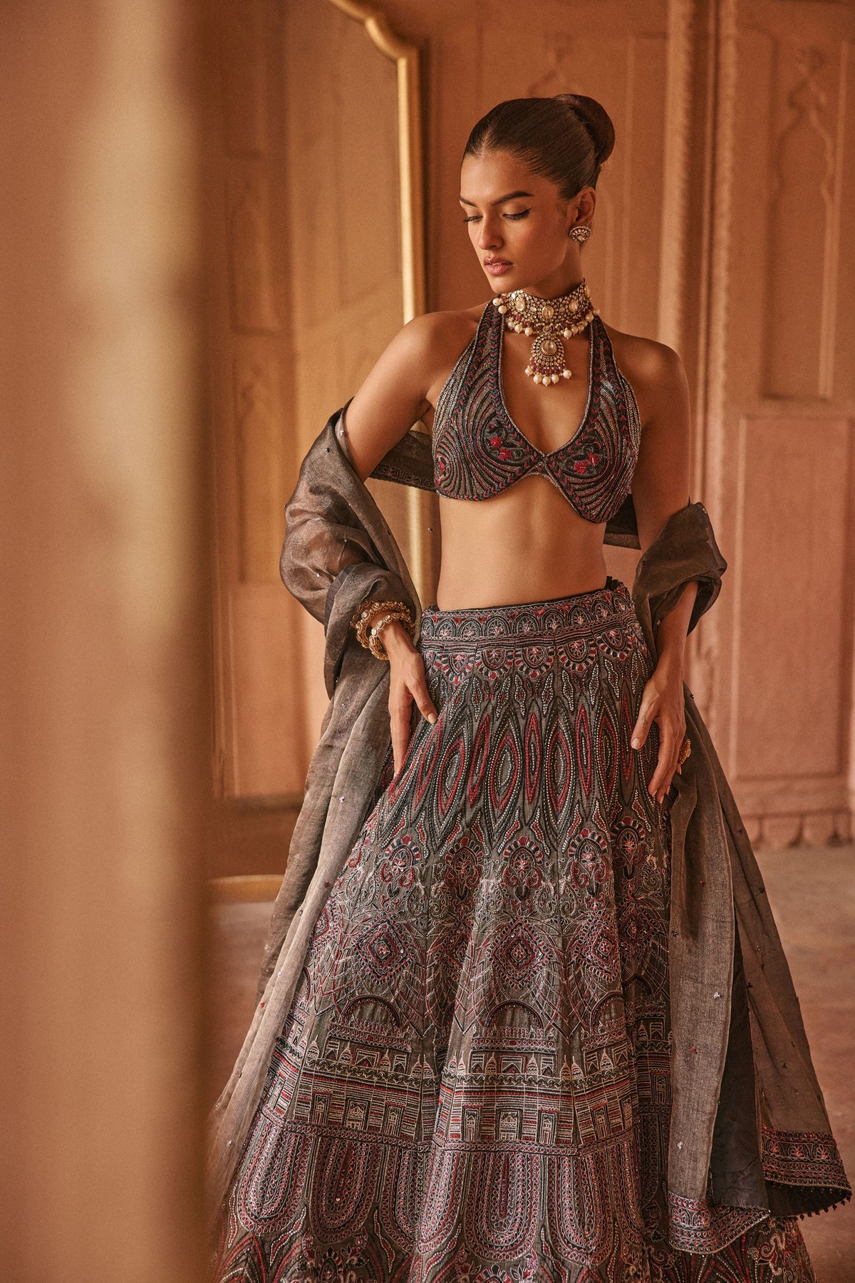 Dori Embroidered black Lehenga Set