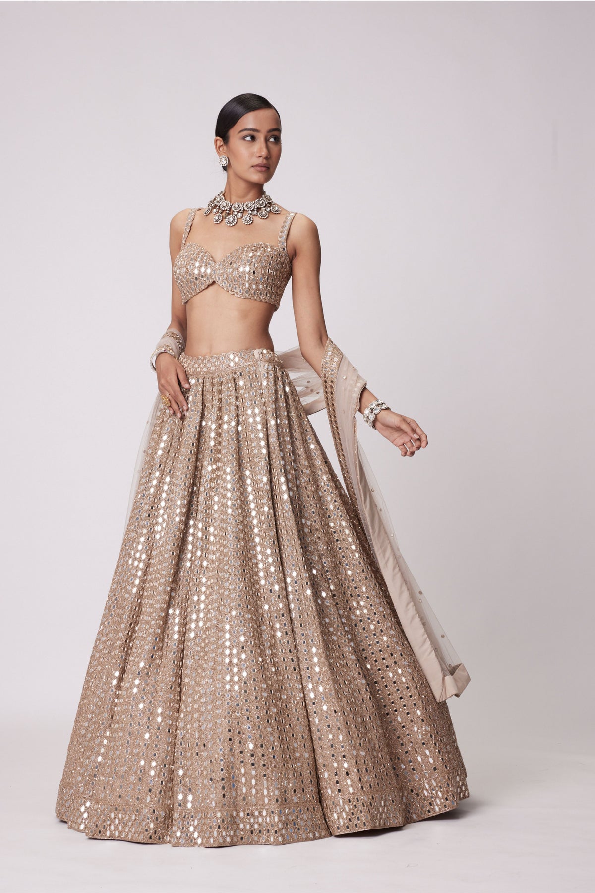Light Beige Lehenga Set