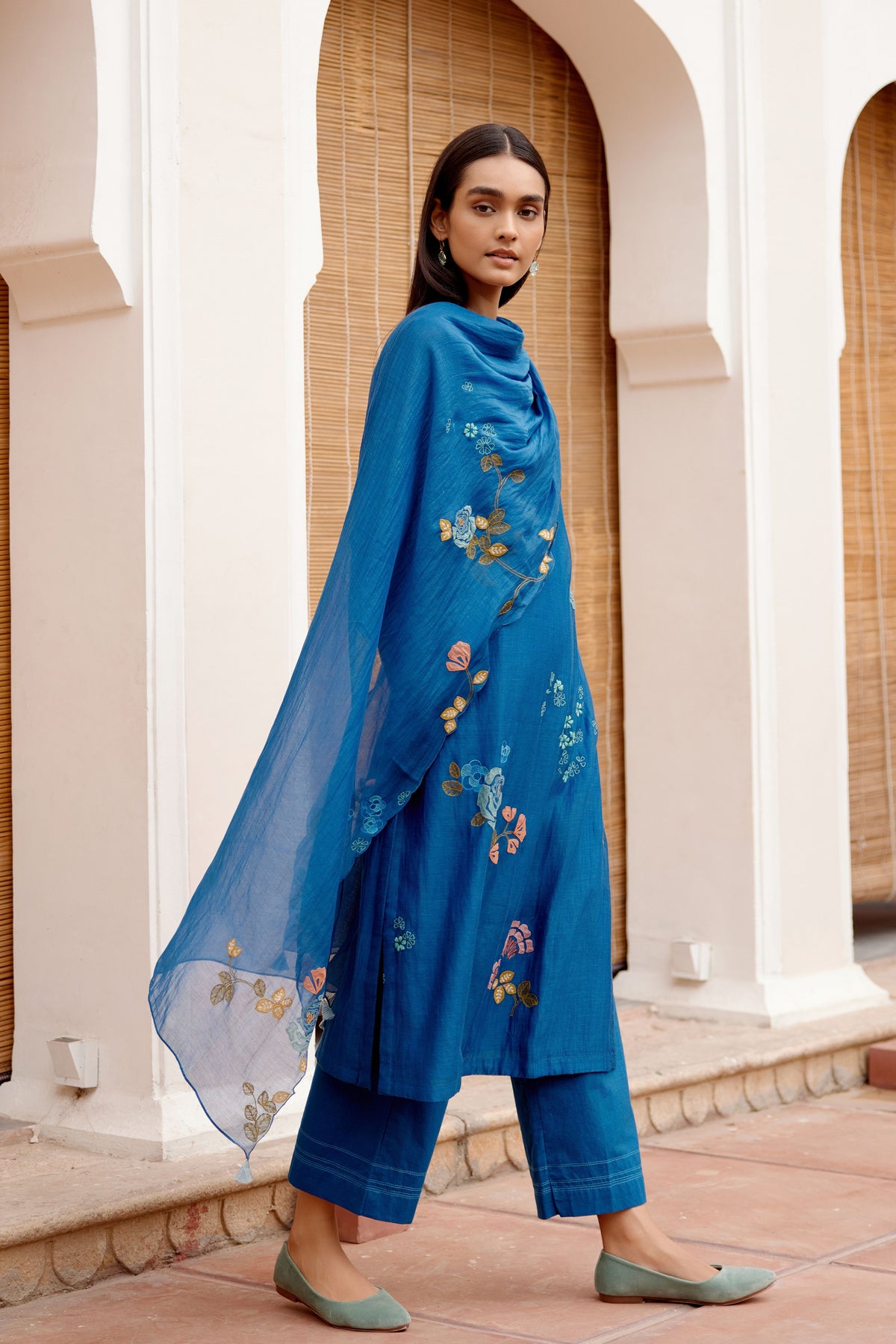 Sapphire Floral Embroidered Kurta Set