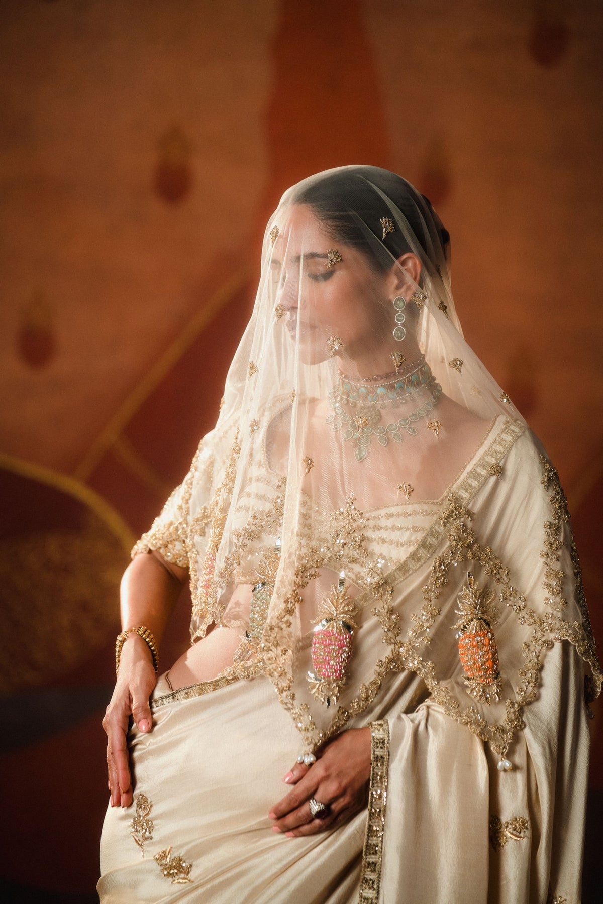 The Bombat Barfi Saree With veil and Stole