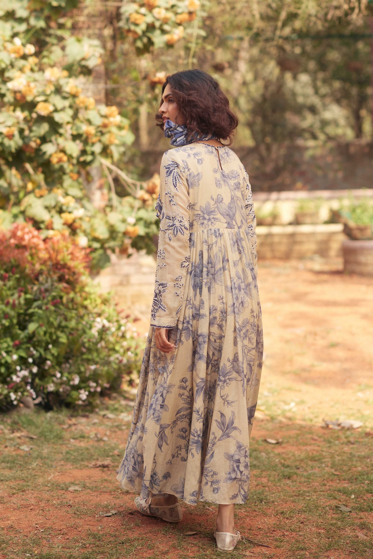 Blue and Ivory Anarkali Set