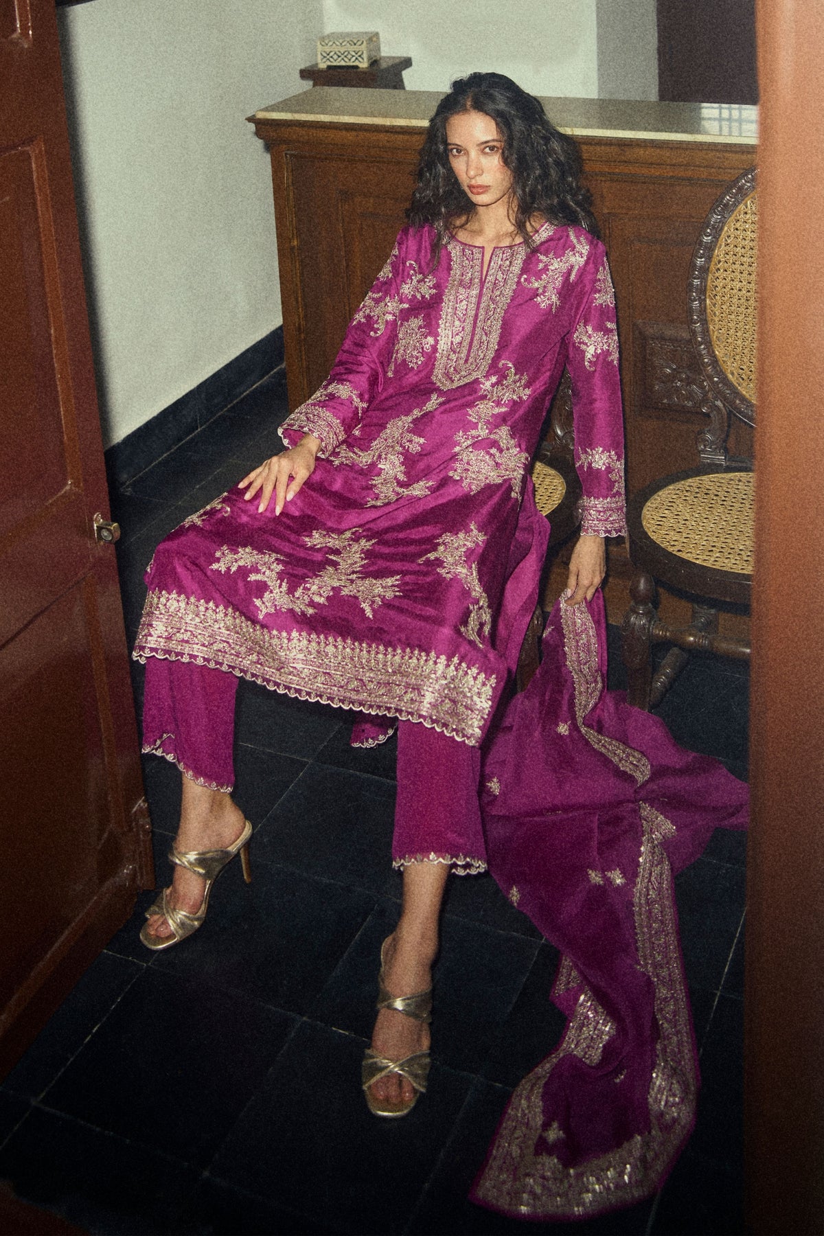 Zari  A Line Kurta Set