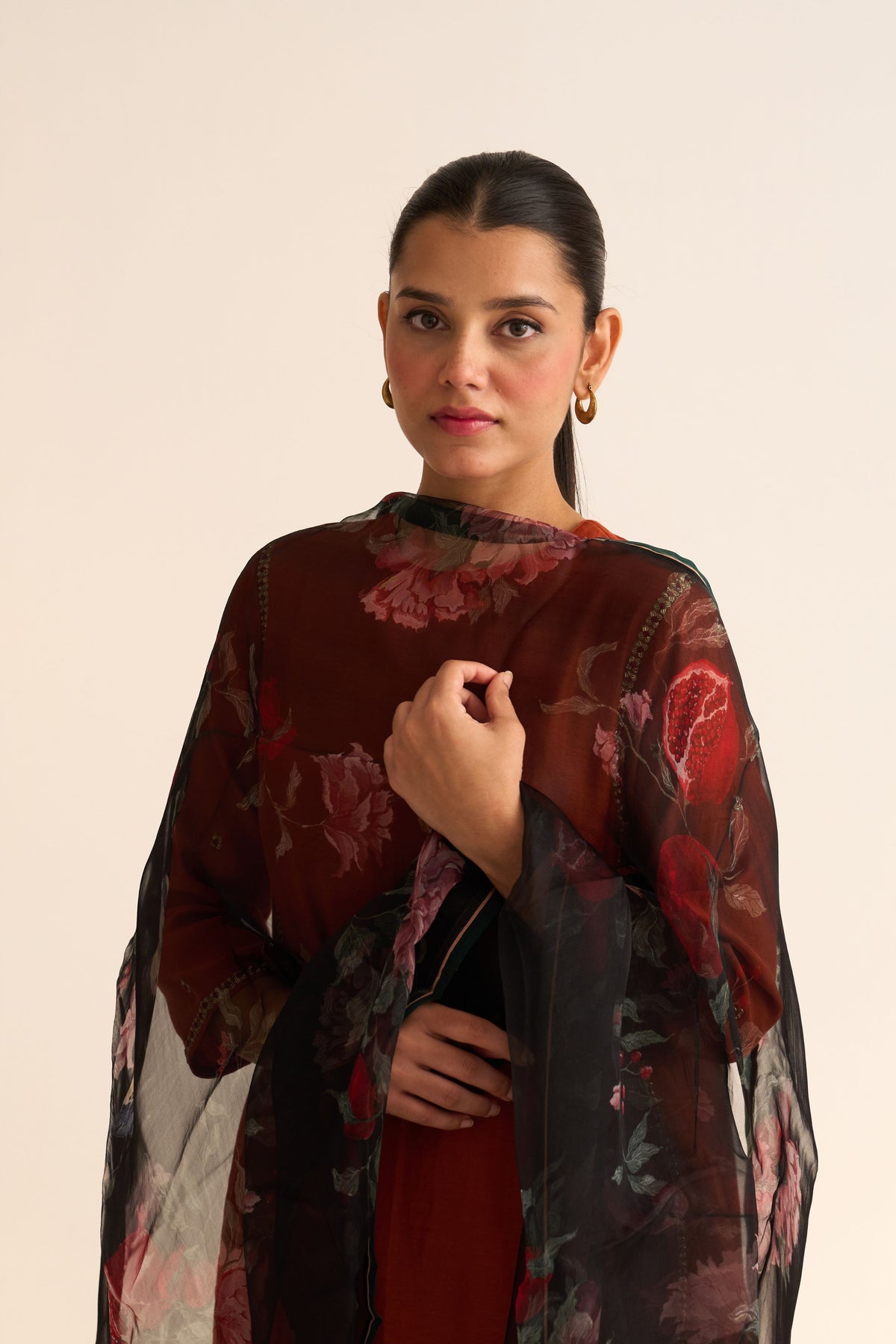 Bloome Black Organza Dupatta