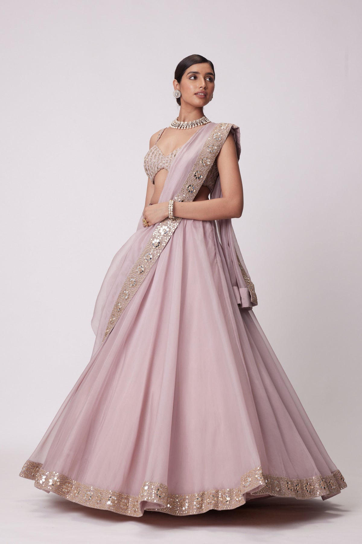 Ash Pink Lehenga Set