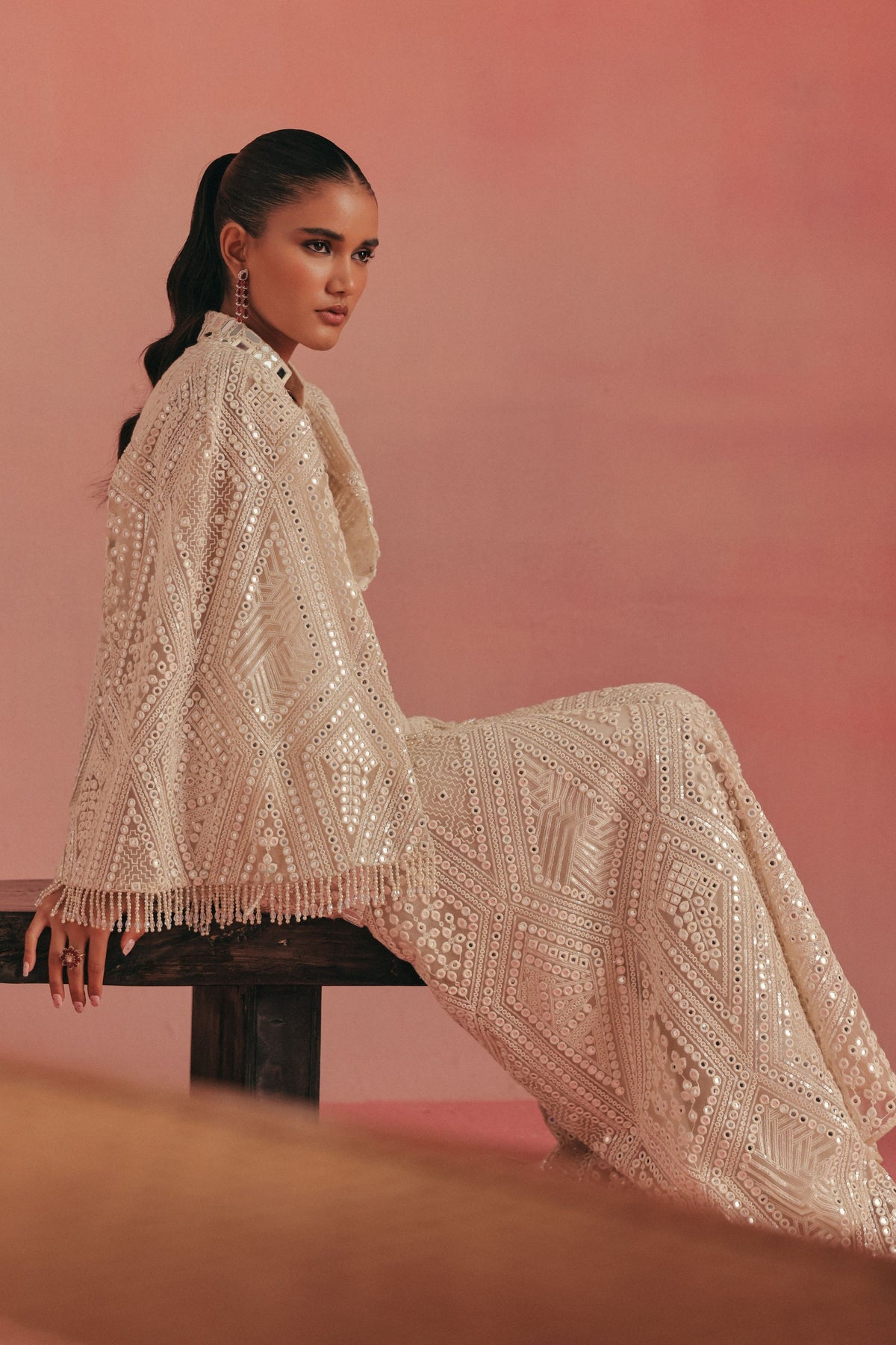 Mirror Work Cape Sharara Set