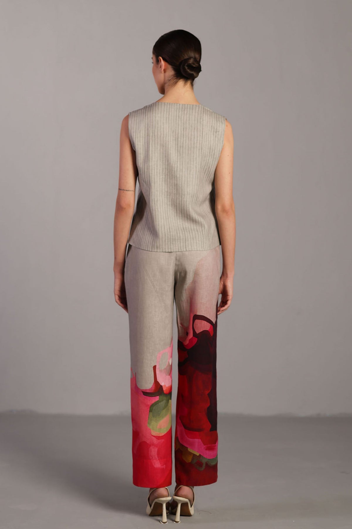 Diffuse Crimson Red and Grey Top