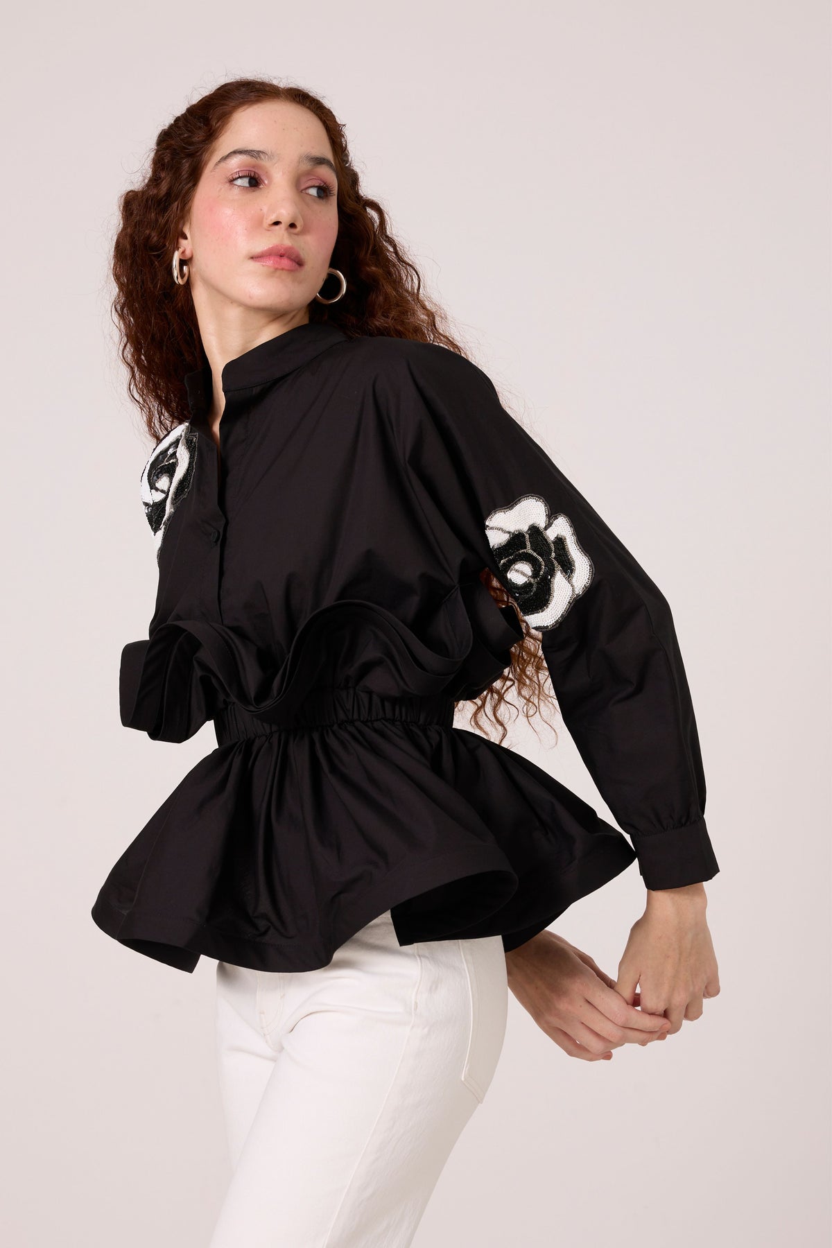 Alexa Applique Black Shirt