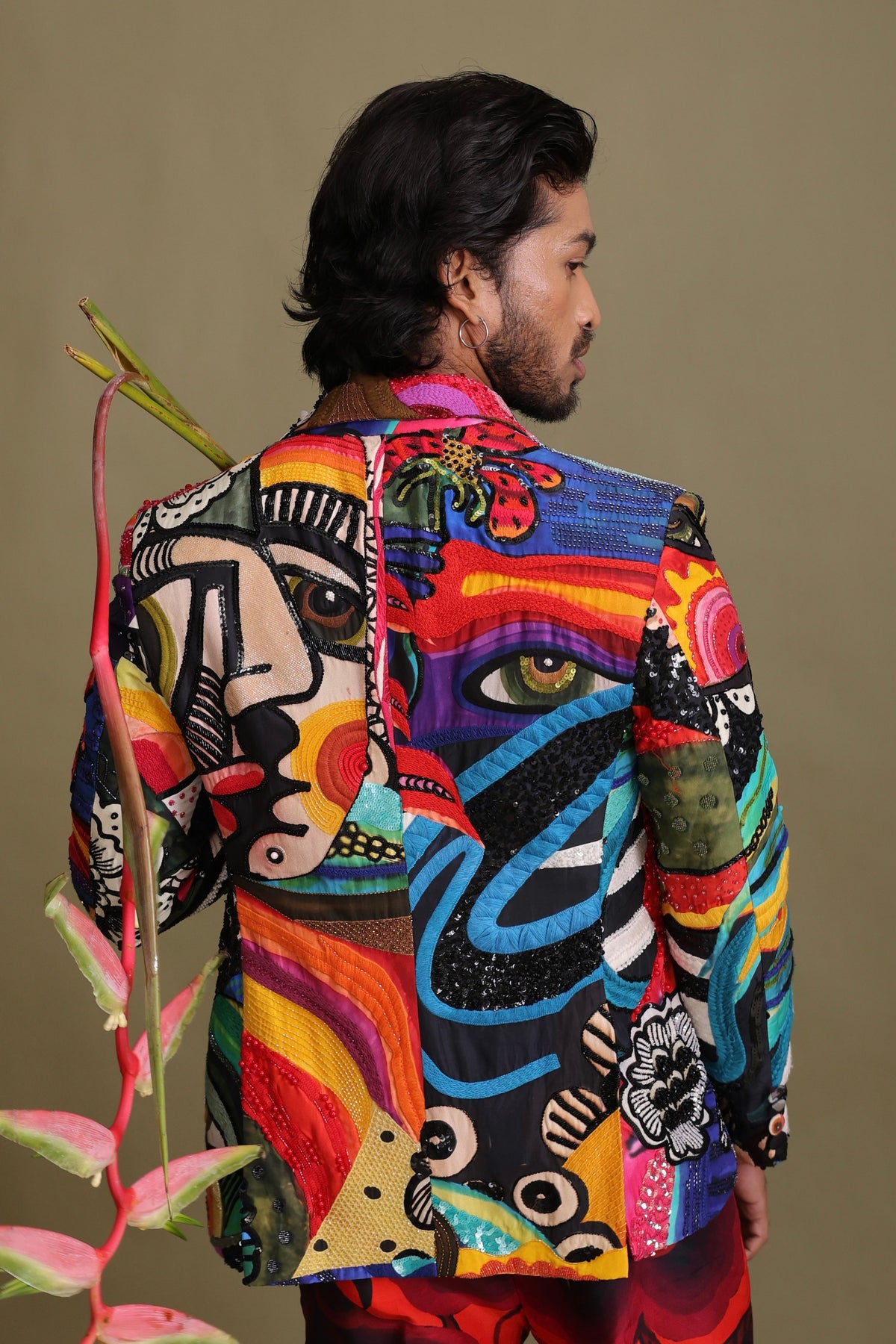 Starry Night Semi-Embroidered Blazer