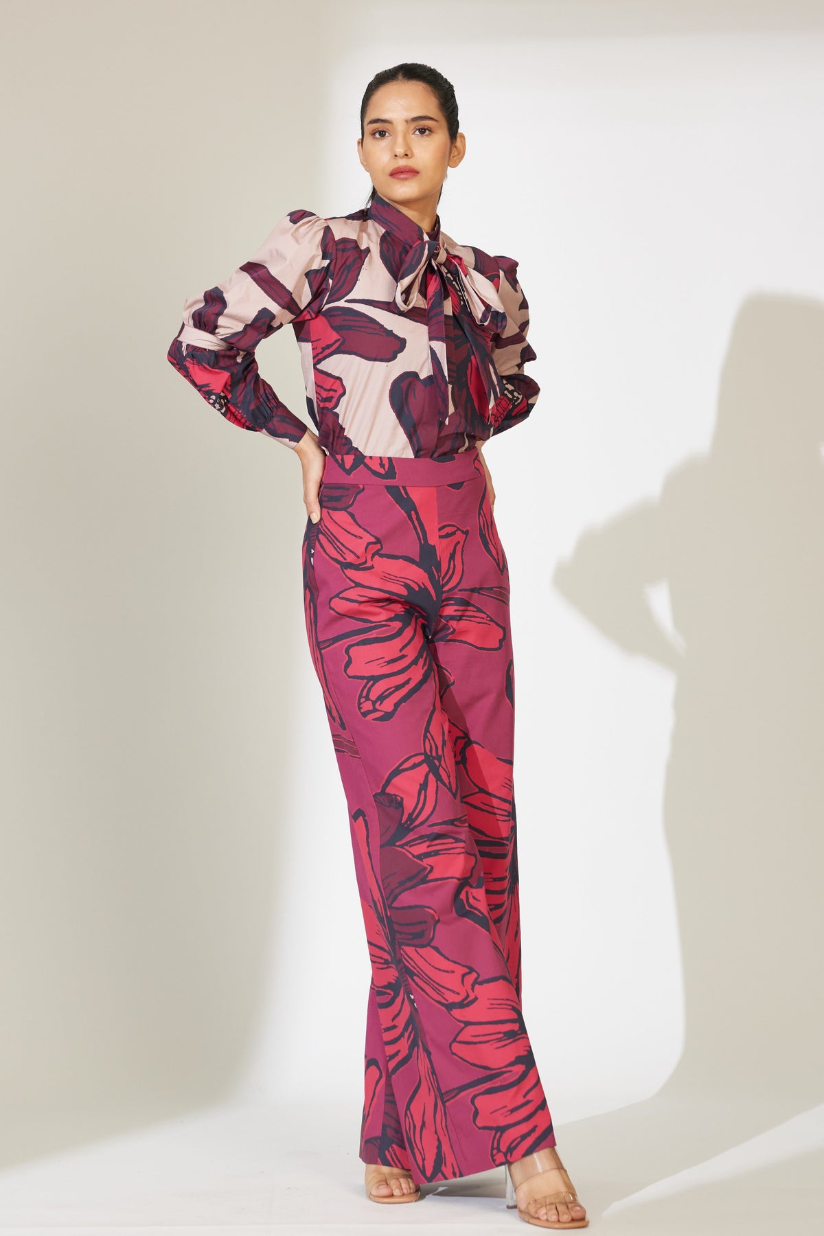 Red and Maroon Floral Pants