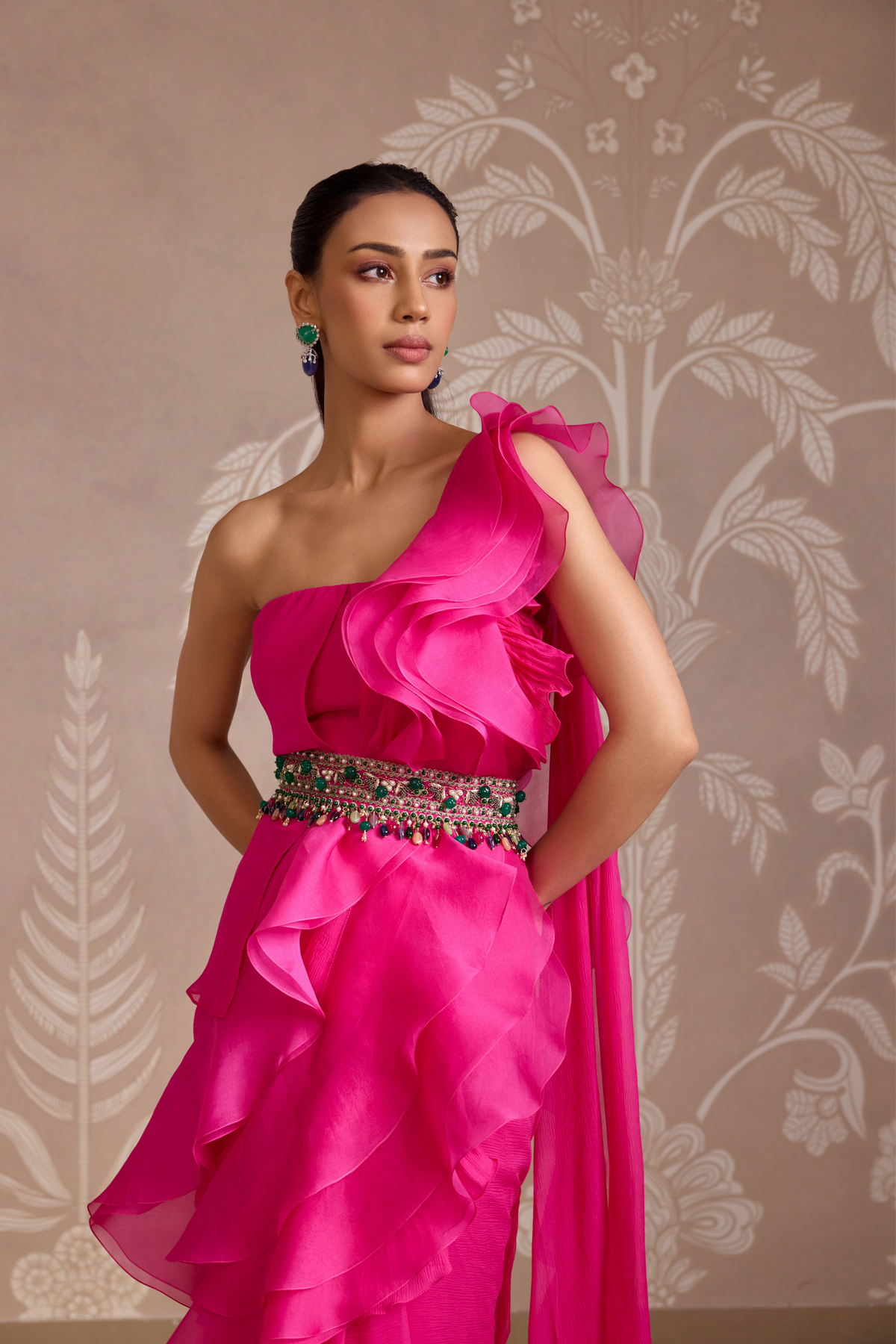 Bright Fucshia Drape Gown