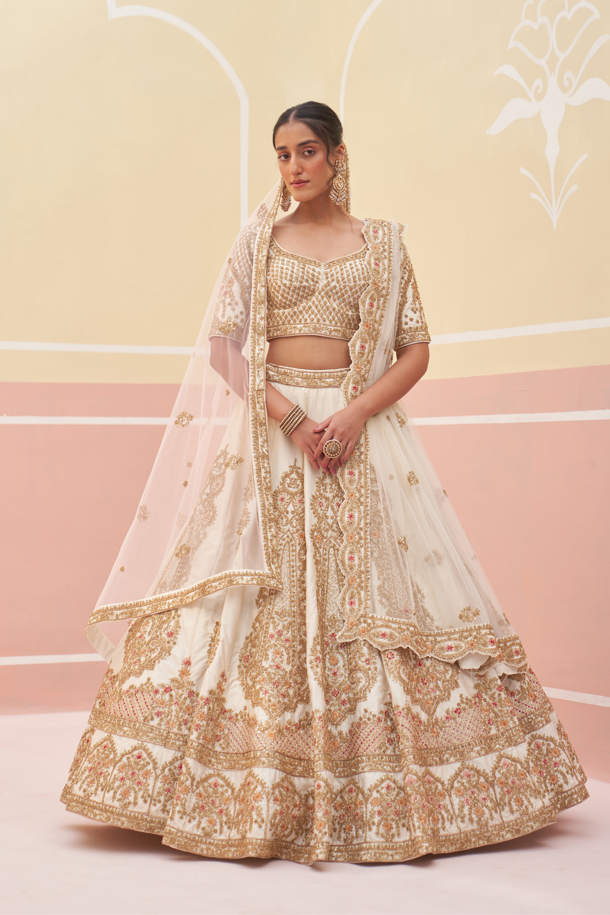 Embroidered Raw Silk Lehenga Set