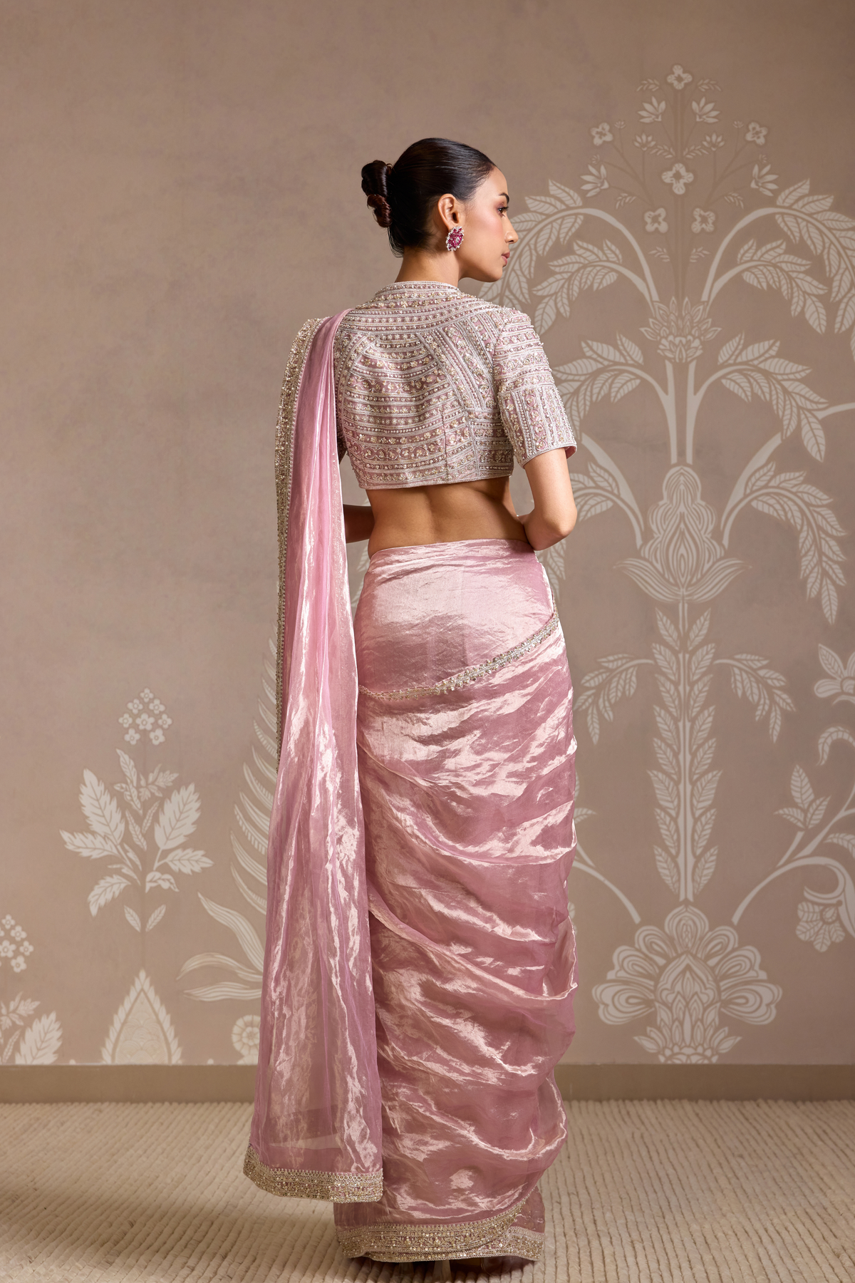 Lilac Gold Drape Saree Set