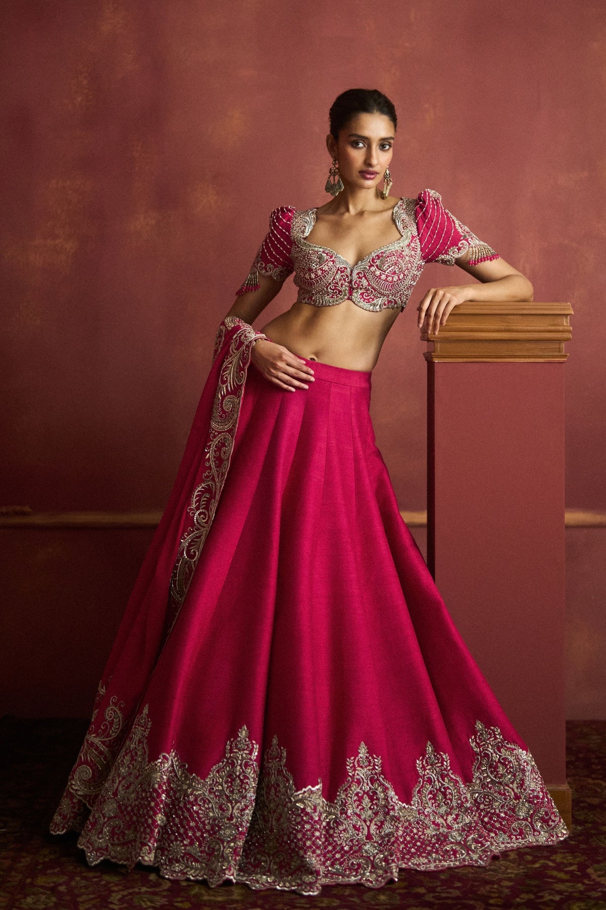 Pink Raw Silk Embroidered Lehenga Set