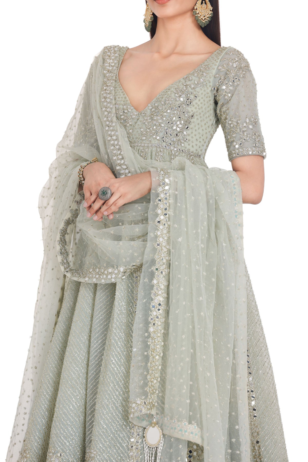 Grass Green Anarkali Set