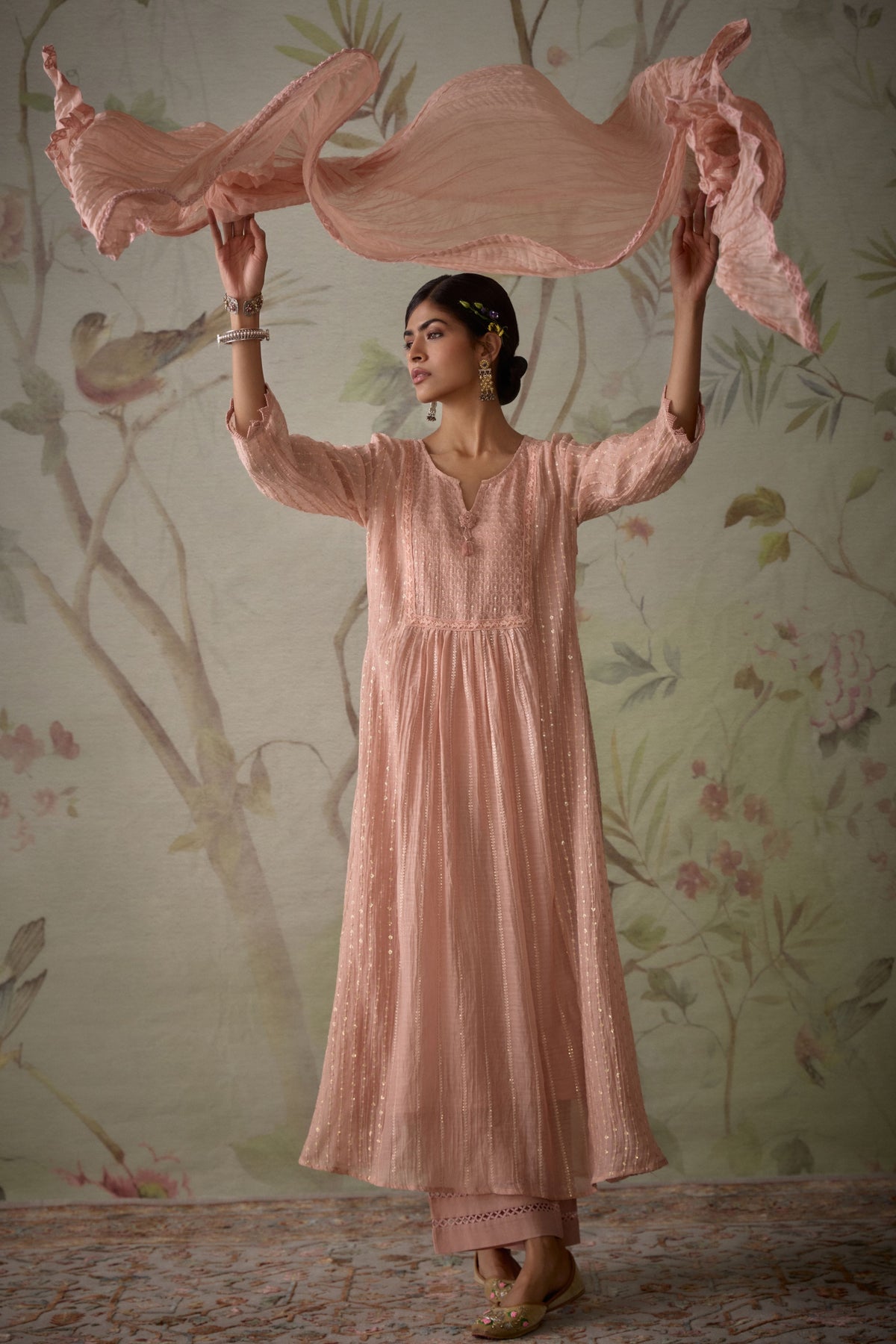 Pink A-line Kurta Set