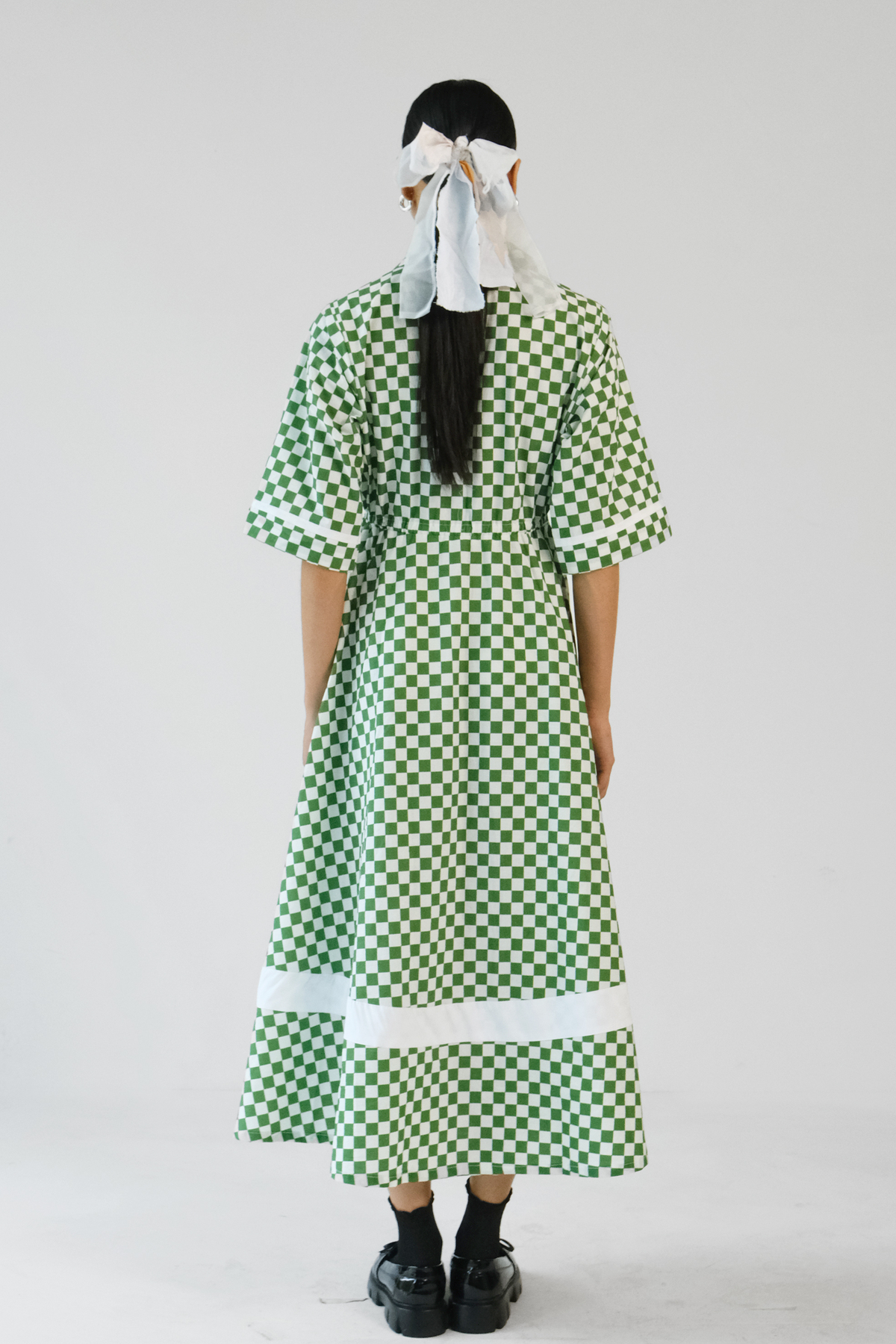 Green Checks Printed Dress